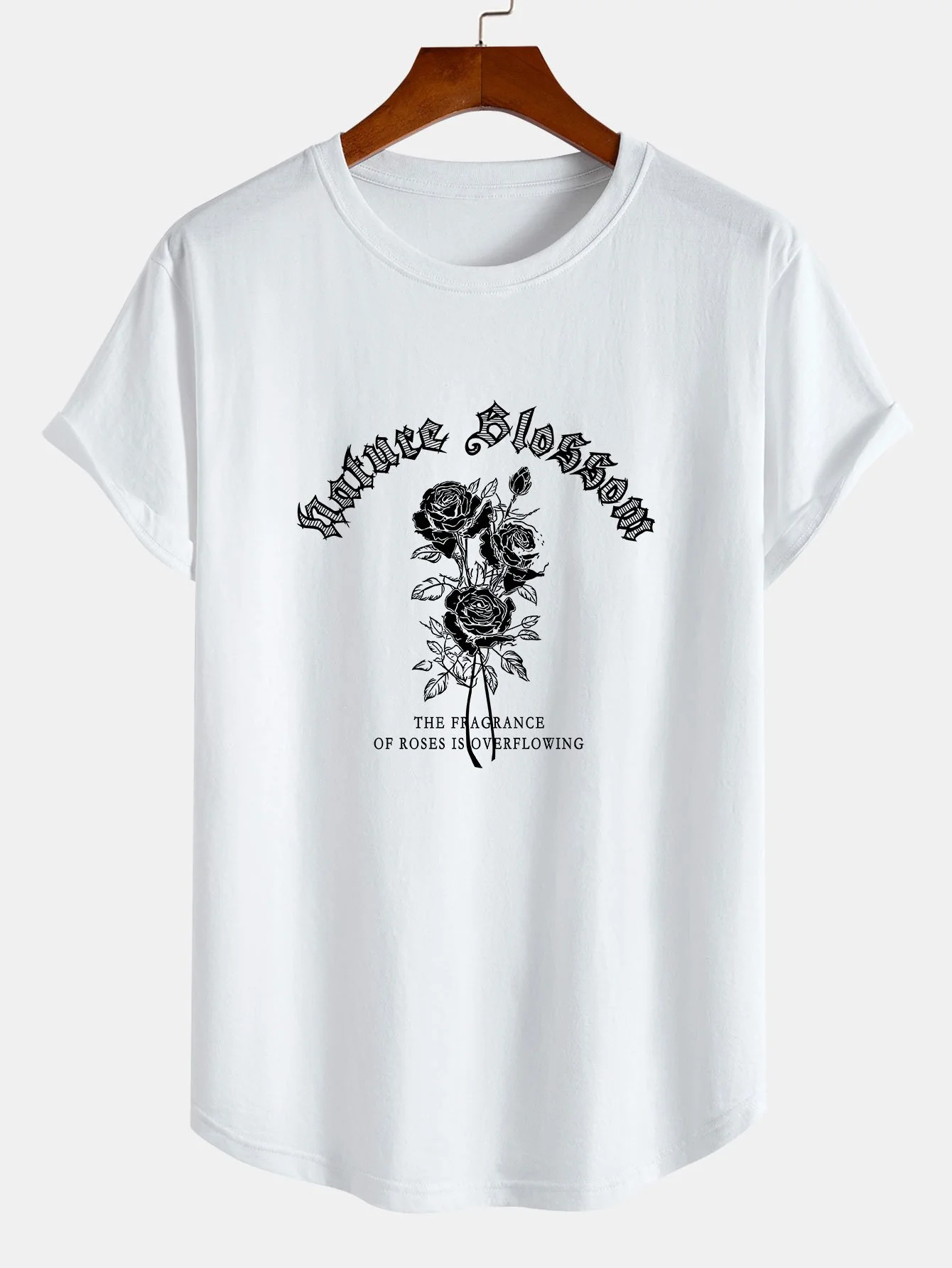 Gothic-Stil Rosenmuster Baumwolle Bogen Saum T-Shirt - Image 3