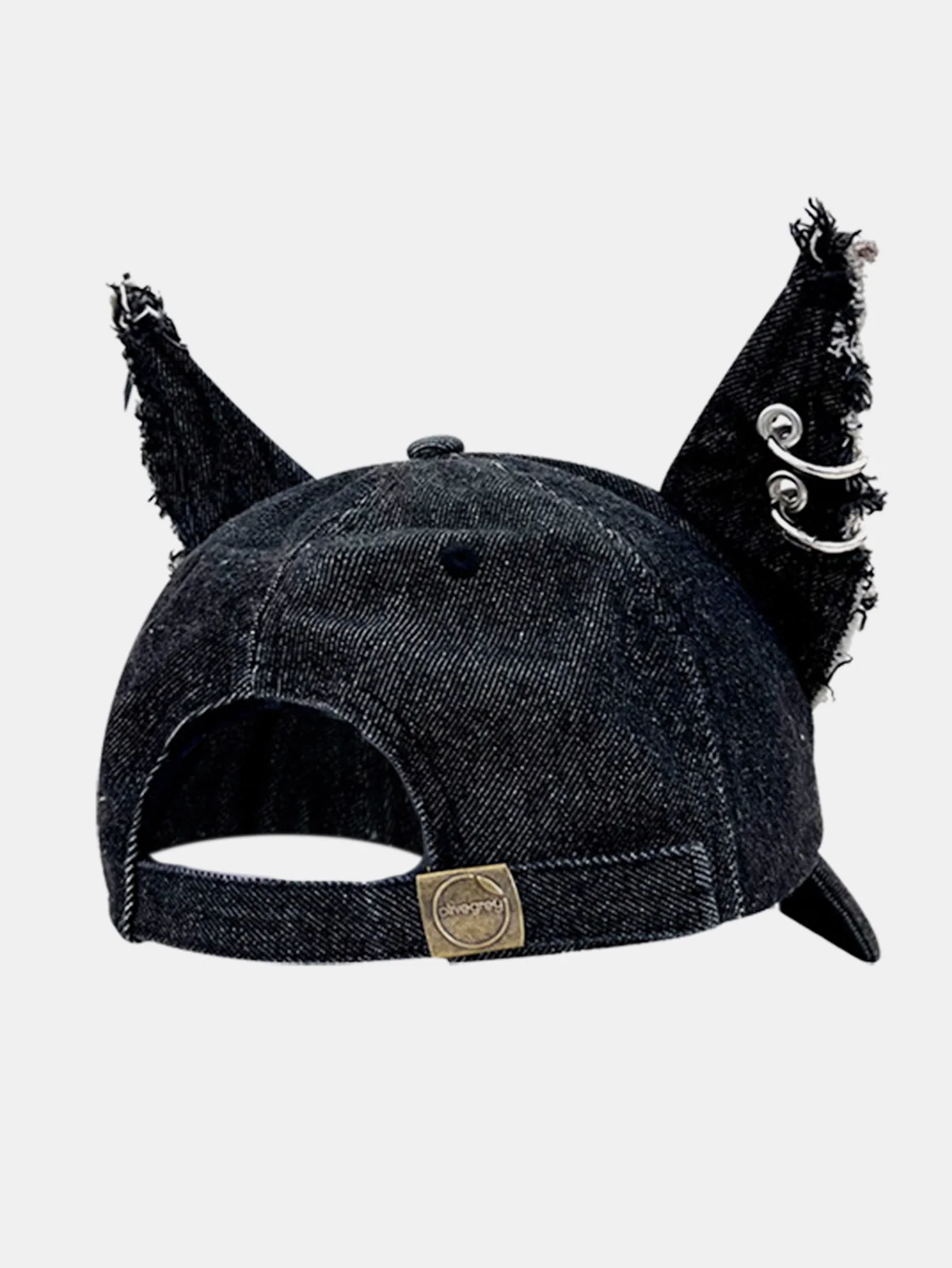 Gothic Western Distressed Denim Baseball Cap With Metal Rings - Image 6