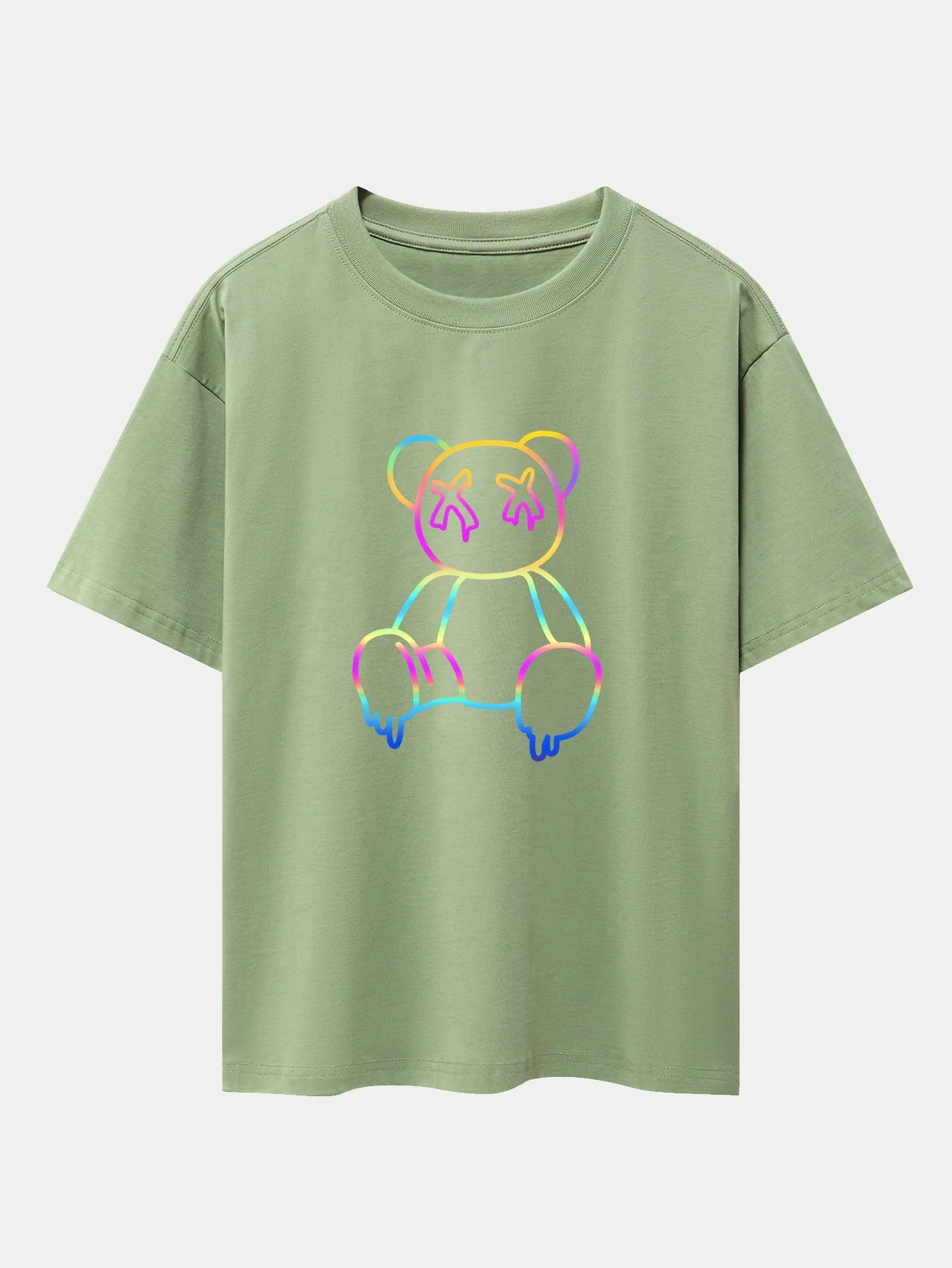 Gradient Auflösender Bärenprint Drop Shoulder Oversize T-Shirt - Image 10