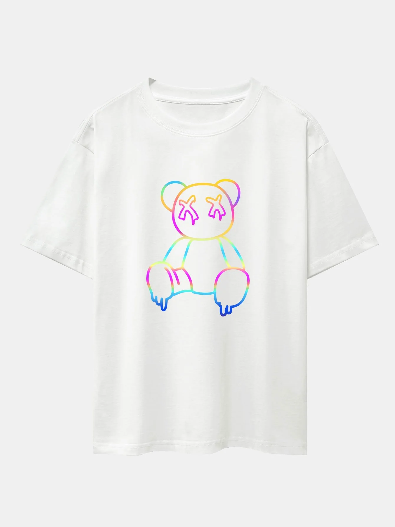 Gradient Auflösender Bärenprint Drop Shoulder Oversize T-Shirt - Image 2