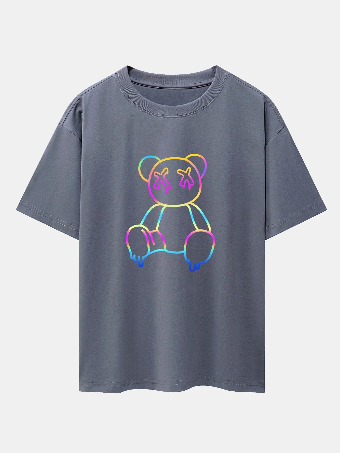 Gradient Auflösender Bärenprint Drop Shoulder Oversize T-Shirt - Image 3