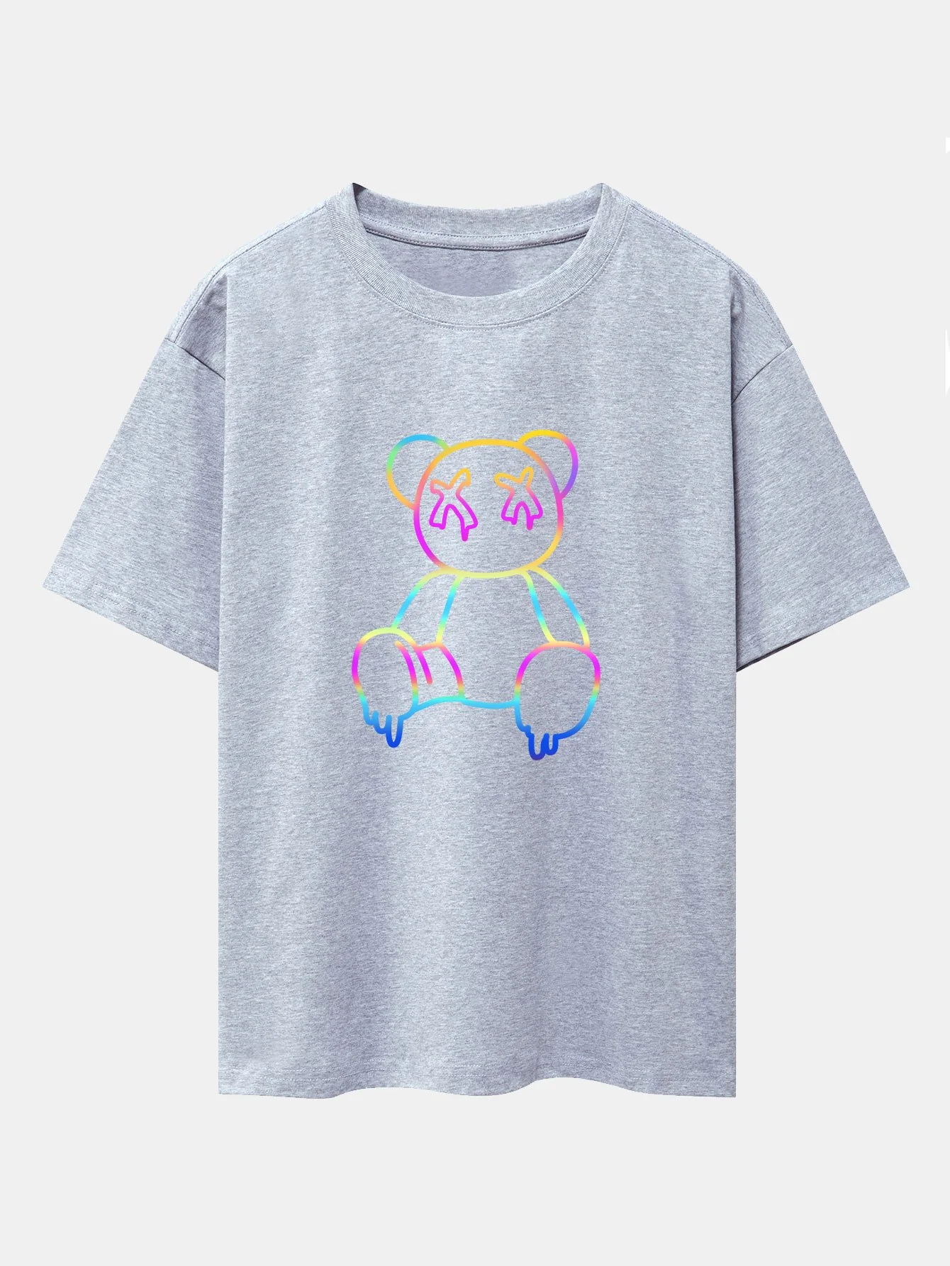 Gradient Auflösender Bärenprint Drop Shoulder Oversize T-Shirt - Image 6