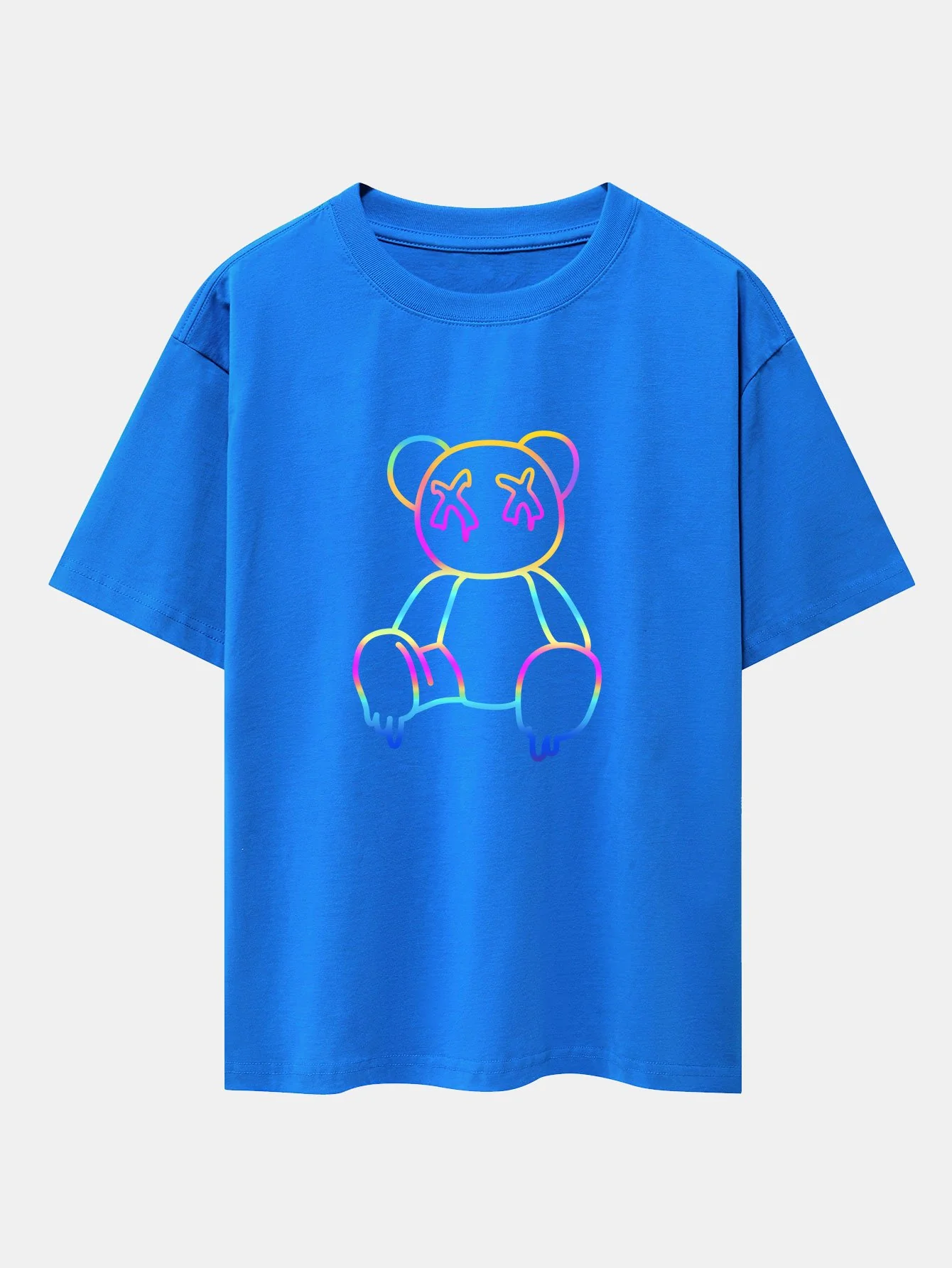 Gradient Auflösender Bärenprint Drop Shoulder Oversize T-Shirt - Image 9