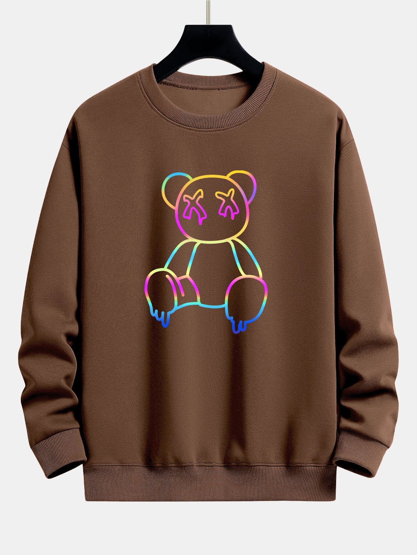 Gradient Auflösender Bärenprint Relaxed Fit Sweatshirt - Image 8