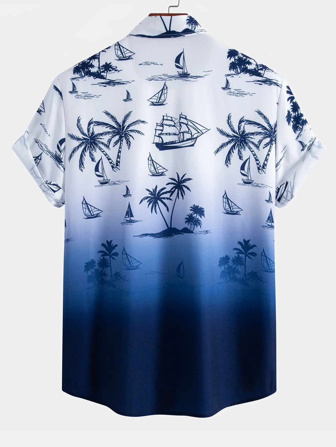 Gradient Island Palm Tree Print Shirt & Swim Shorts - Image 4
