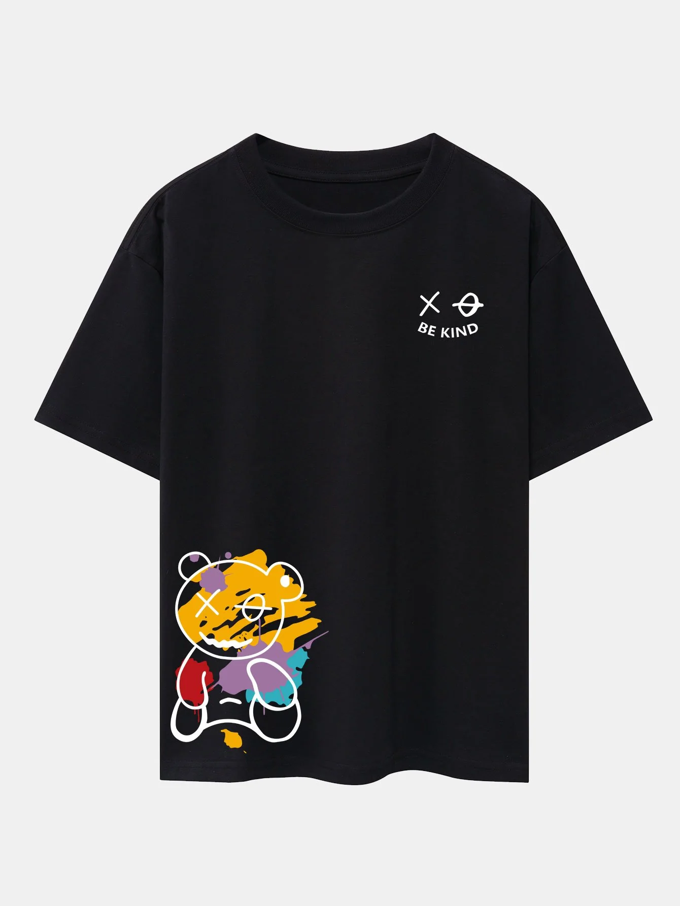 Graffiti Bären Druck Drop Shoulder Oversize T-Shirt - Image 3