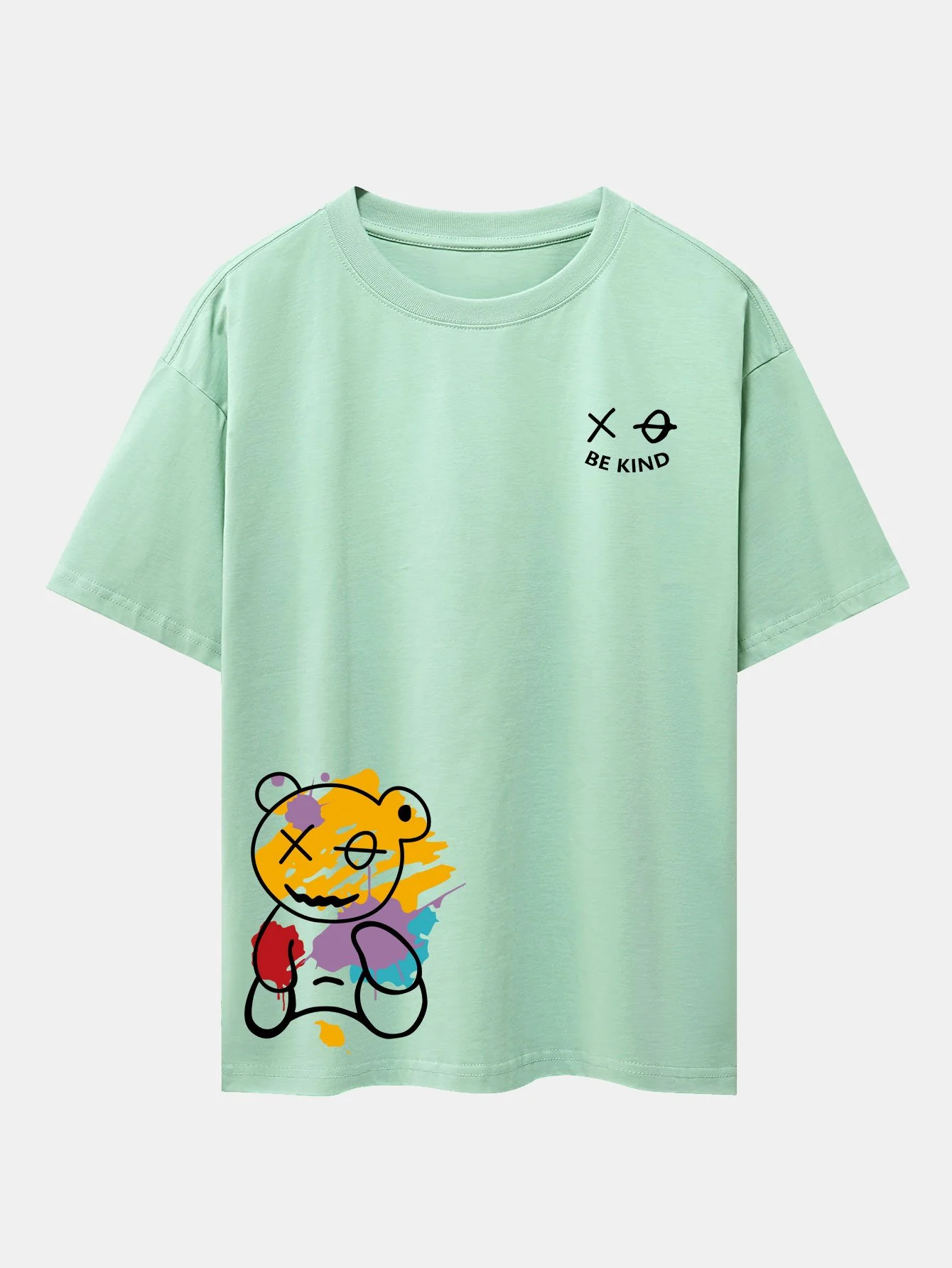 Graffiti Bären Druck Drop Shoulder Oversize T-Shirt - Image 6