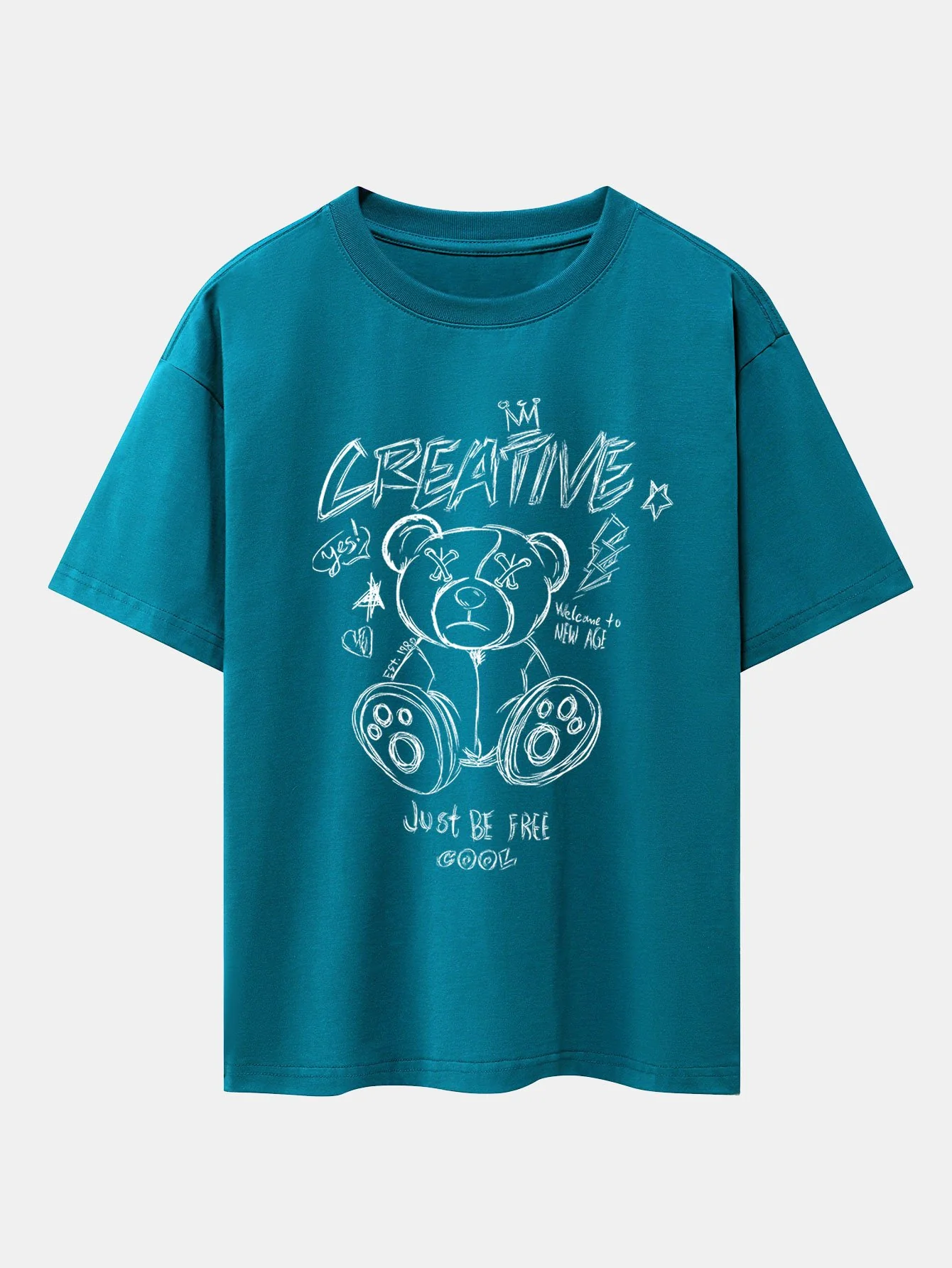 Graffiti Bären Druck Drop Shoulder Oversize T-Shirt - Image 10