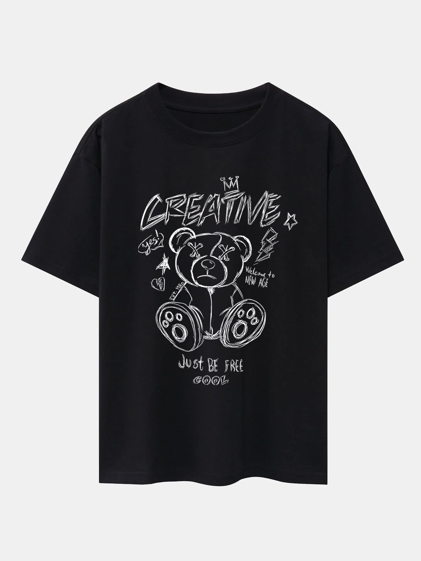 Graffiti Bären Druck Drop Shoulder Oversize T-Shirt - Image 2