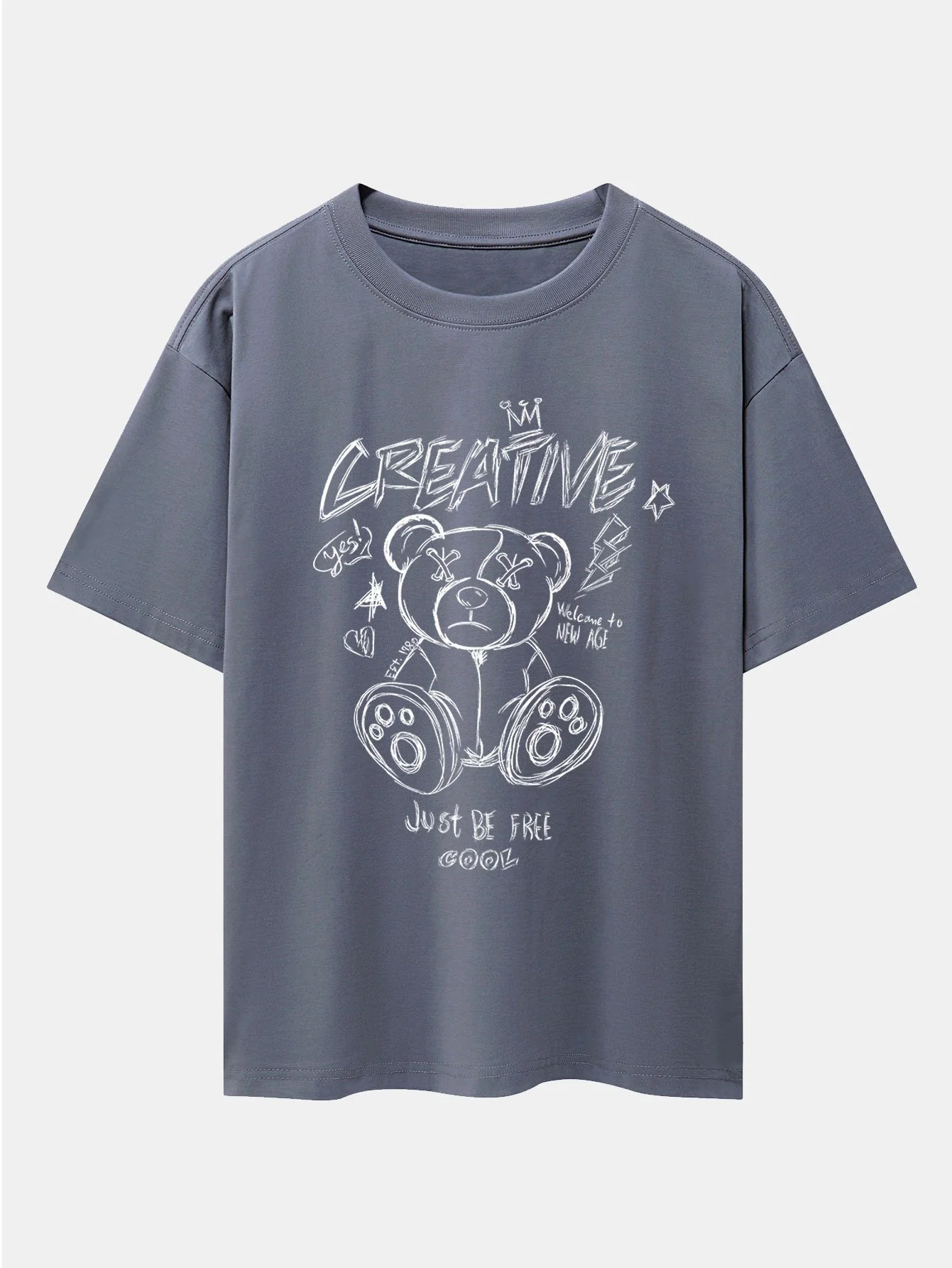 Graffiti Bären Druck Drop Shoulder Oversize T-Shirt - Image 3