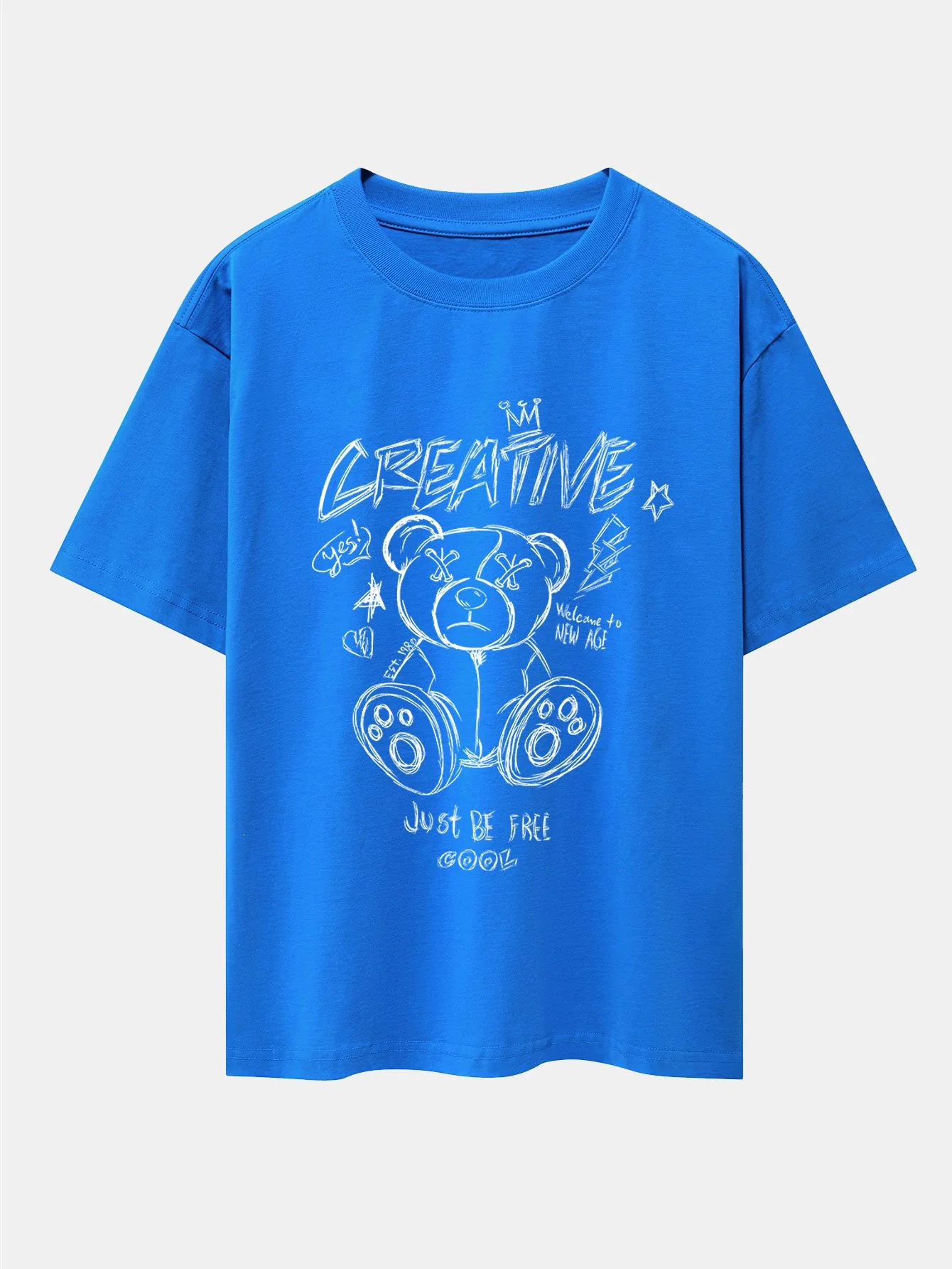 Graffiti Bären Druck Drop Shoulder Oversize T-Shirt - Image 6