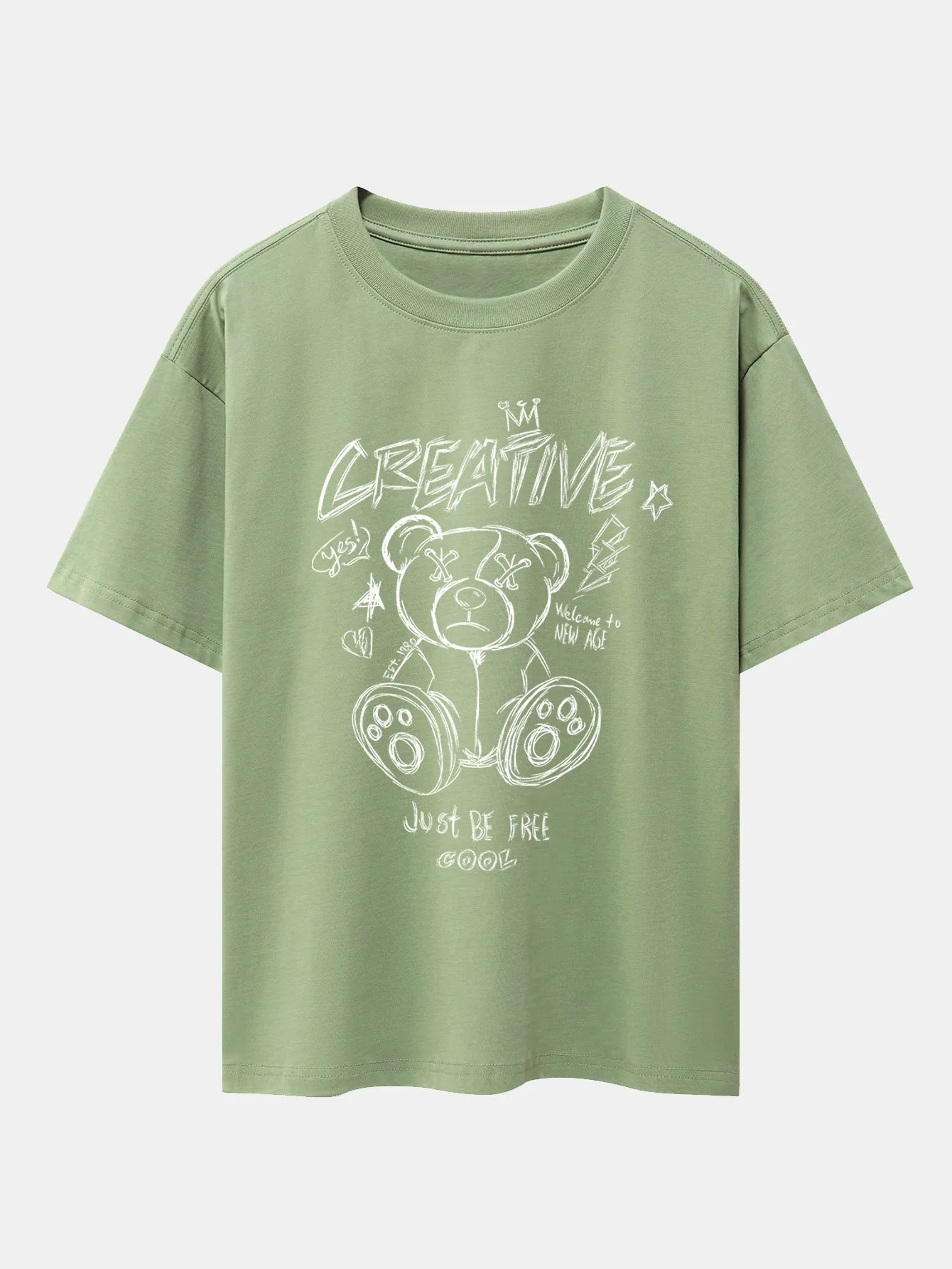 Graffiti Bären Druck Drop Shoulder Oversize T-Shirt - Image 7