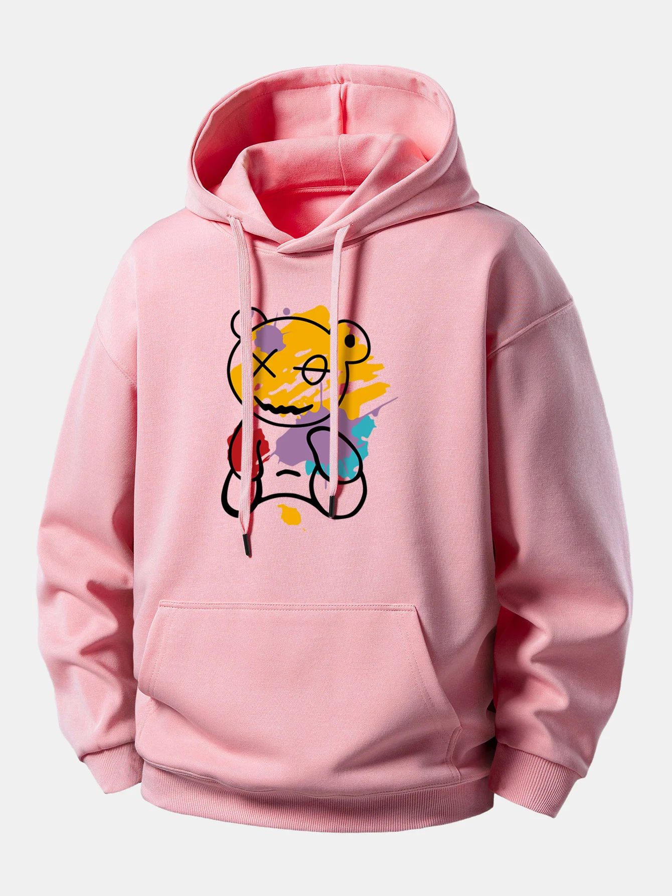 Graffiti Bear Print Relax Fit Hoodie