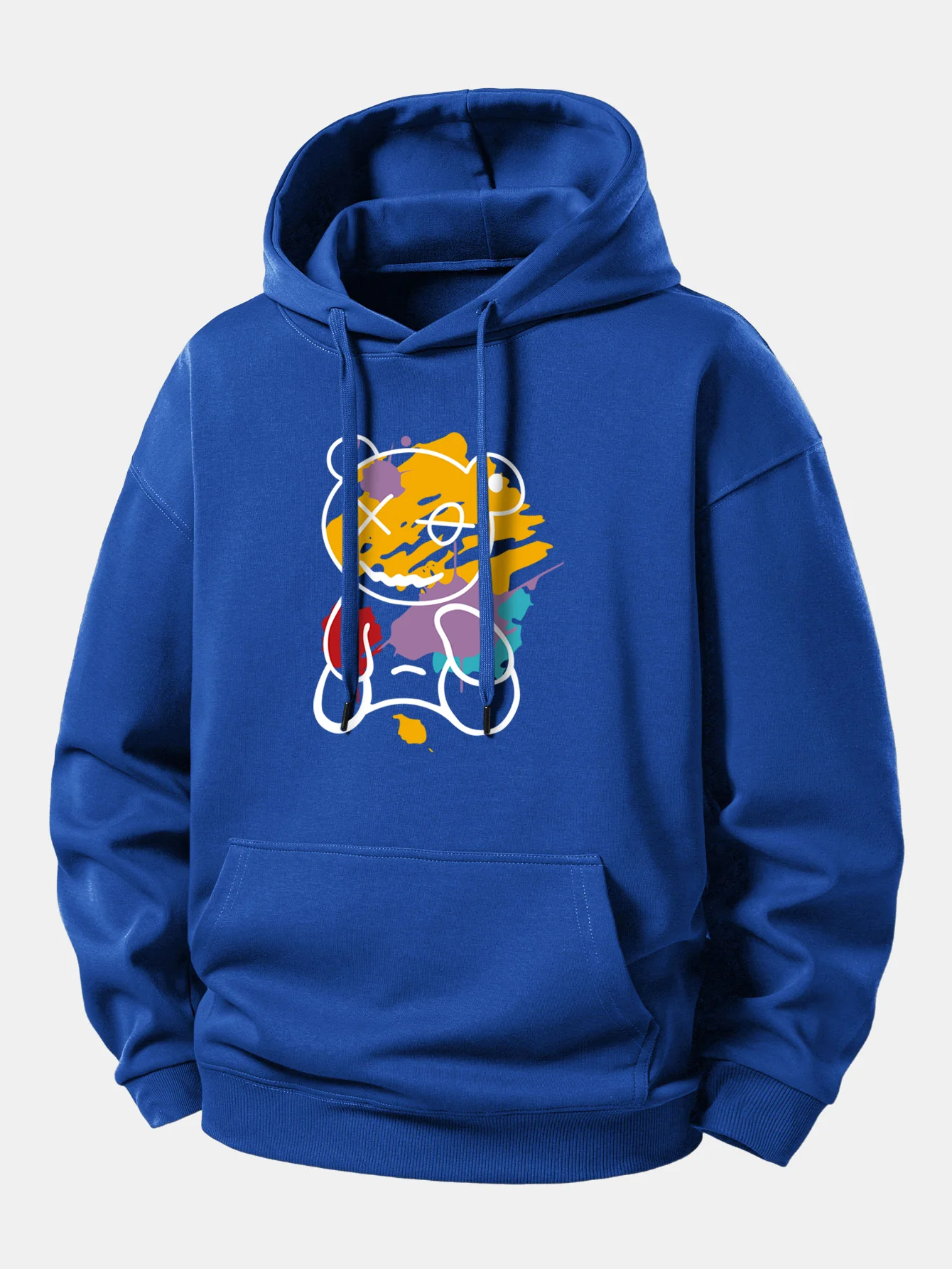 Graffiti Bear Print Relax Fit Hoodie - Image 10