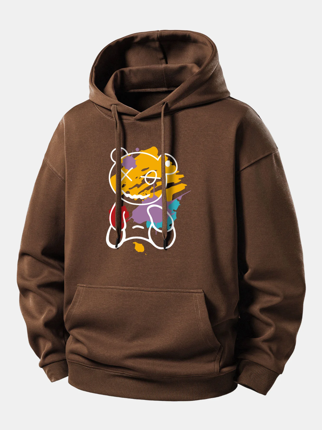 Graffiti Bear Print Relax Fit Hoodie - Image 8
