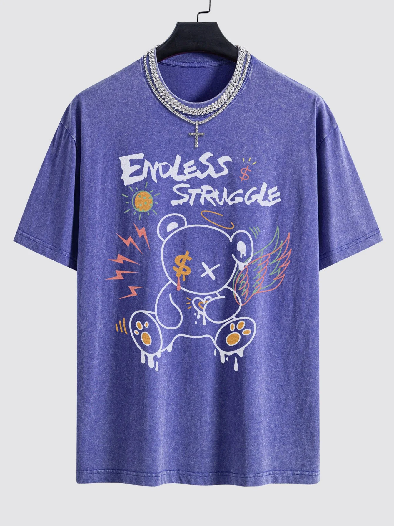 Graffiti Bären Druck gewaschenes Drop Shoulder Oversize T-Shirt - Image 7