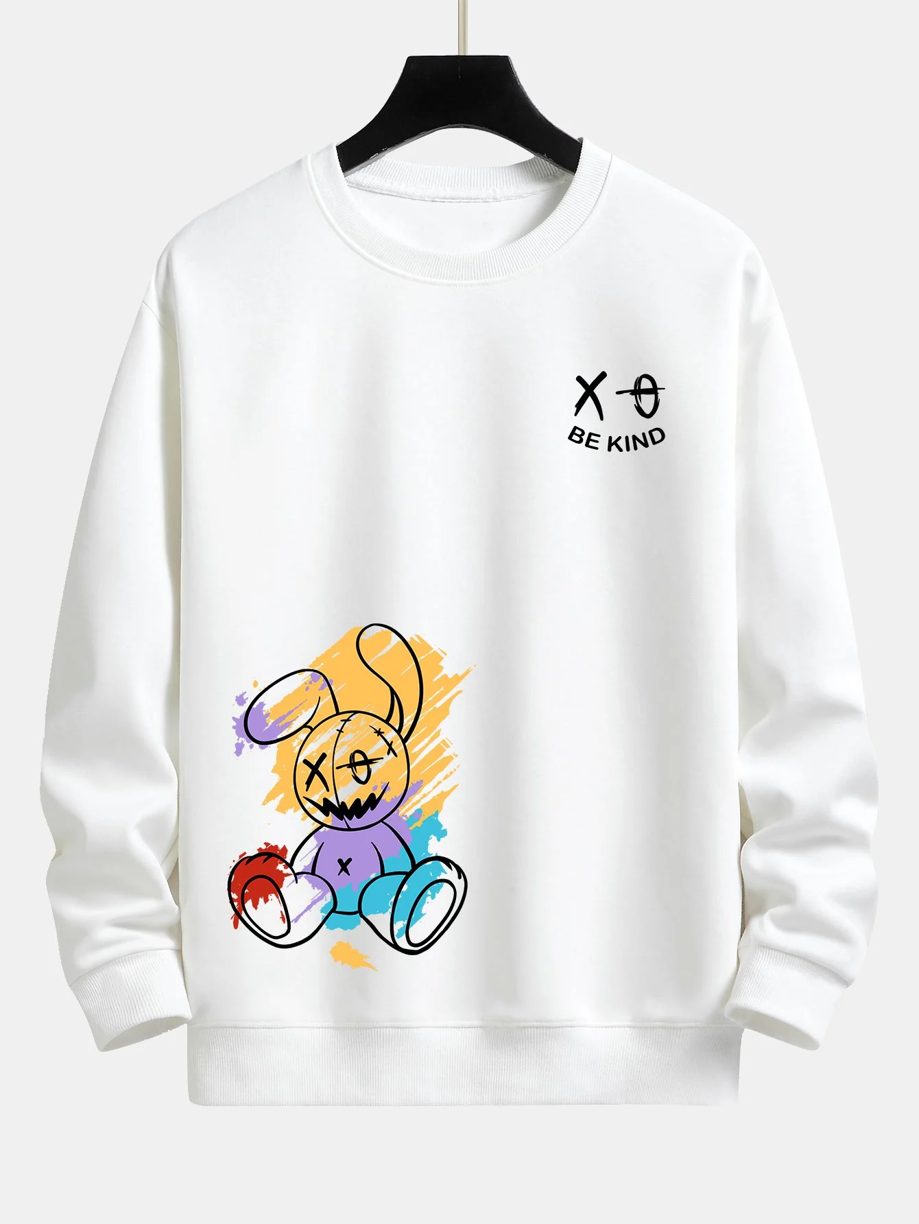 Graffiti Rabbit Print Relaxed Fit Sweatshirt - Image 3