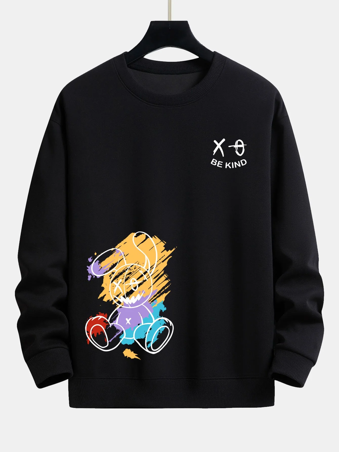Graffiti Rabbit Print Relaxed Fit Sweatshirt - Image 4
