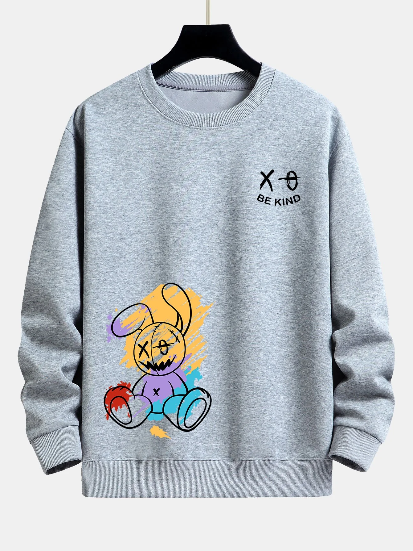 Graffiti Rabbit Print Relaxed Fit Sweatshirt - Image 5