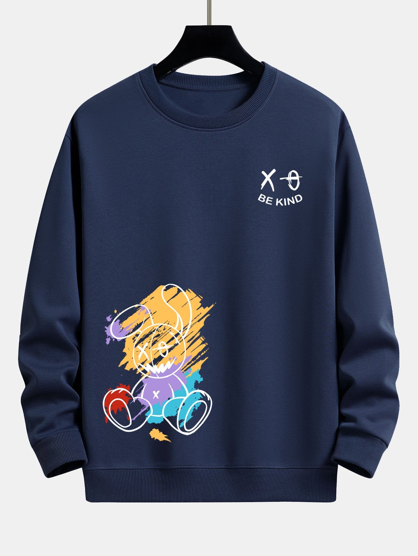 Graffiti Rabbit Print Relaxed Fit Sweatshirt - Image 6