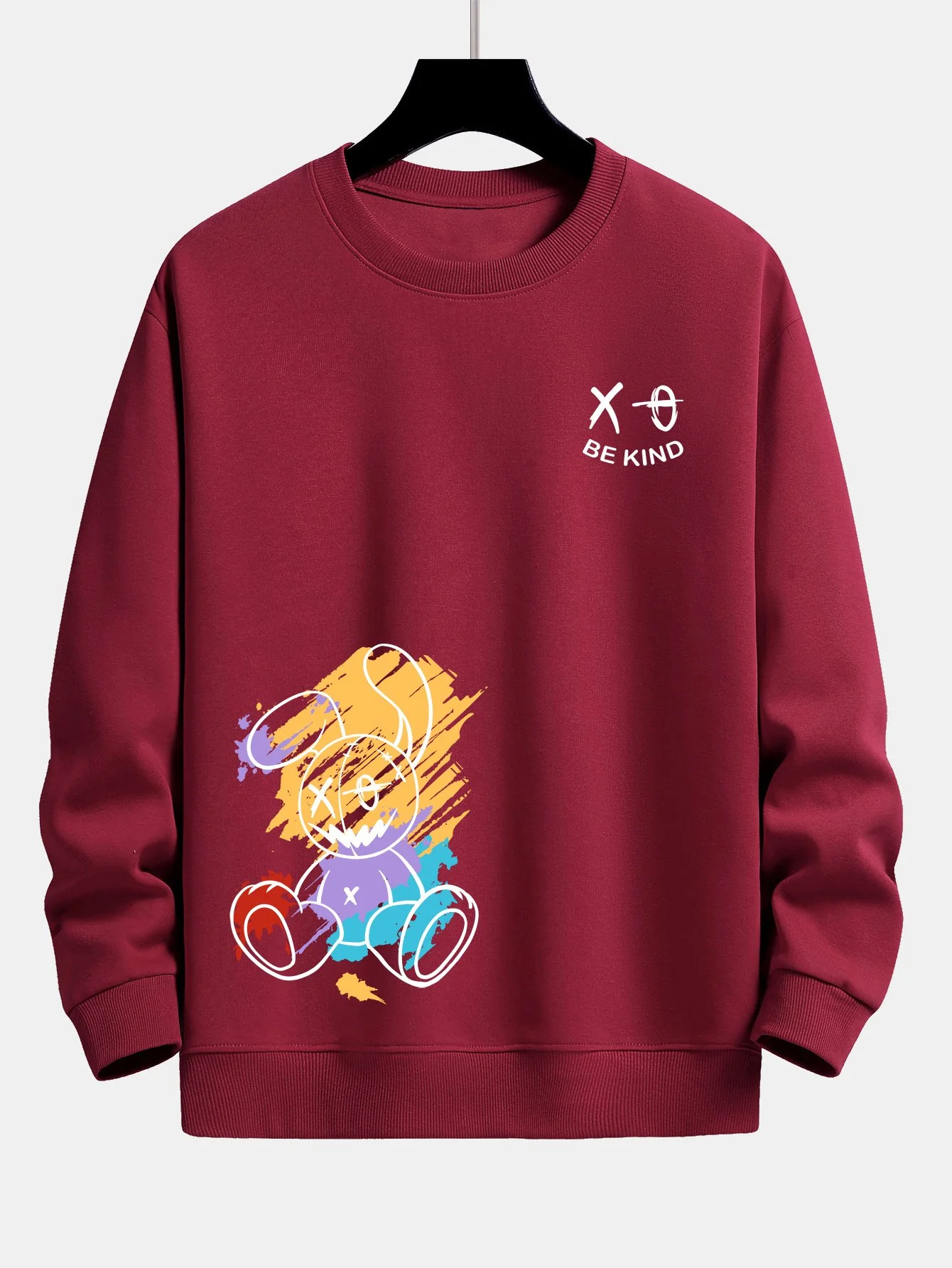 Graffiti Rabbit Print Relaxed Fit Sweatshirt - Image 7