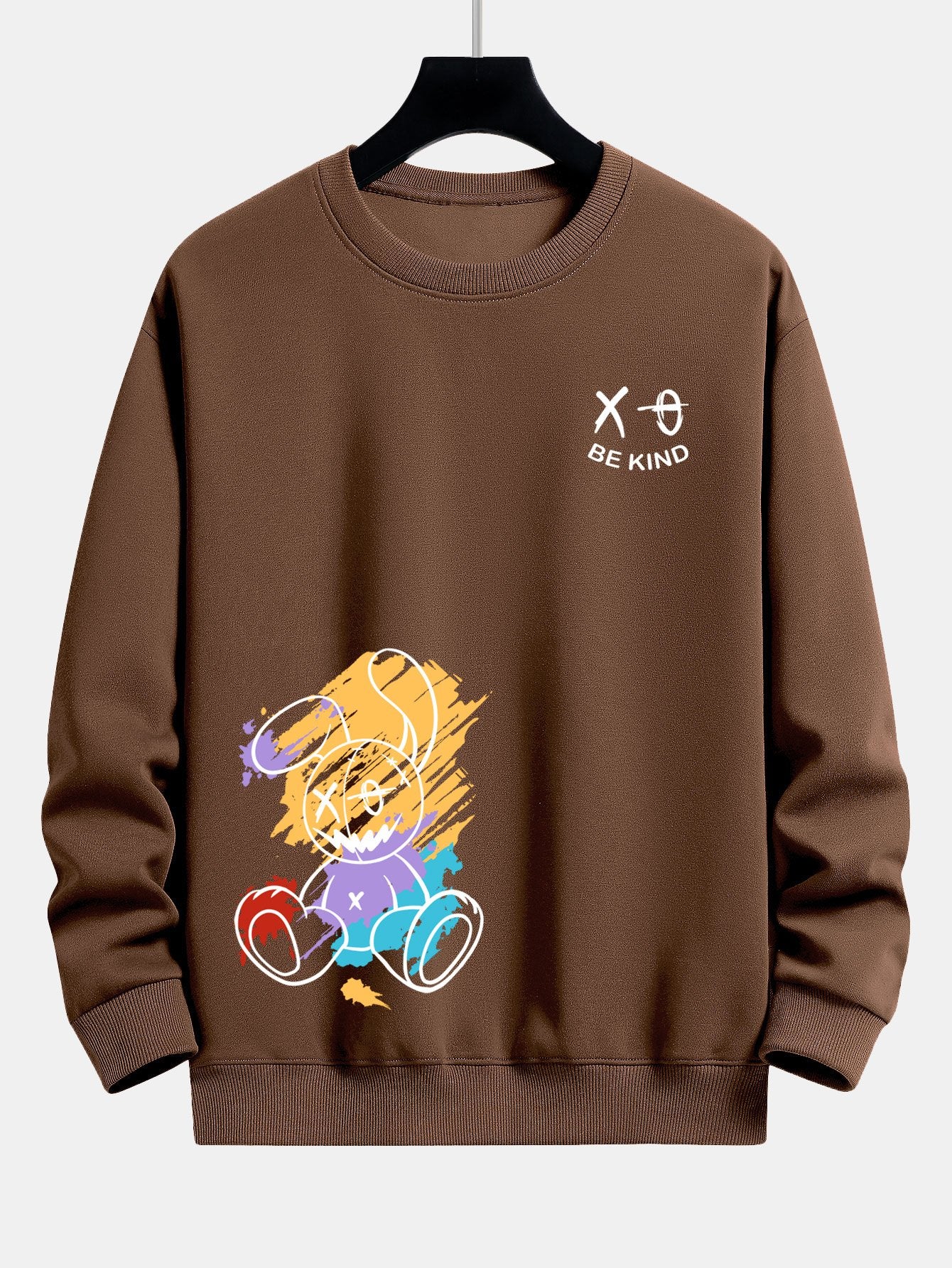 Graffiti Rabbit Print Relaxed Fit Sweatshirt - Image 8