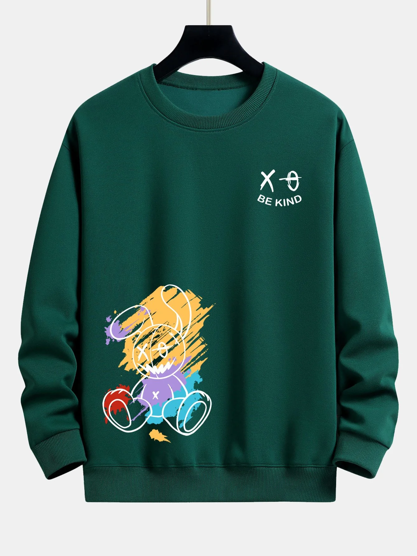Graffiti Rabbit Print Relaxed Fit Sweatshirt - Image 9