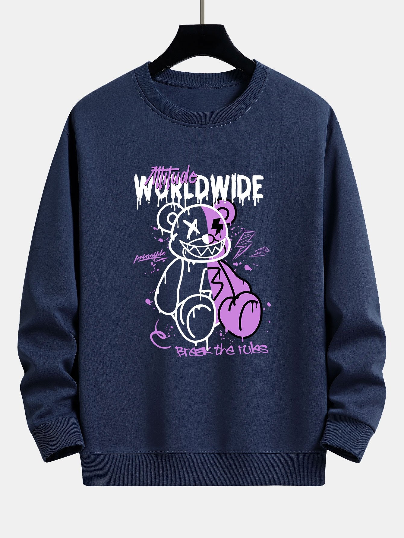 Graffiti Slogan Bären Druck Relaxed Fit Sweatshirt - Image 2