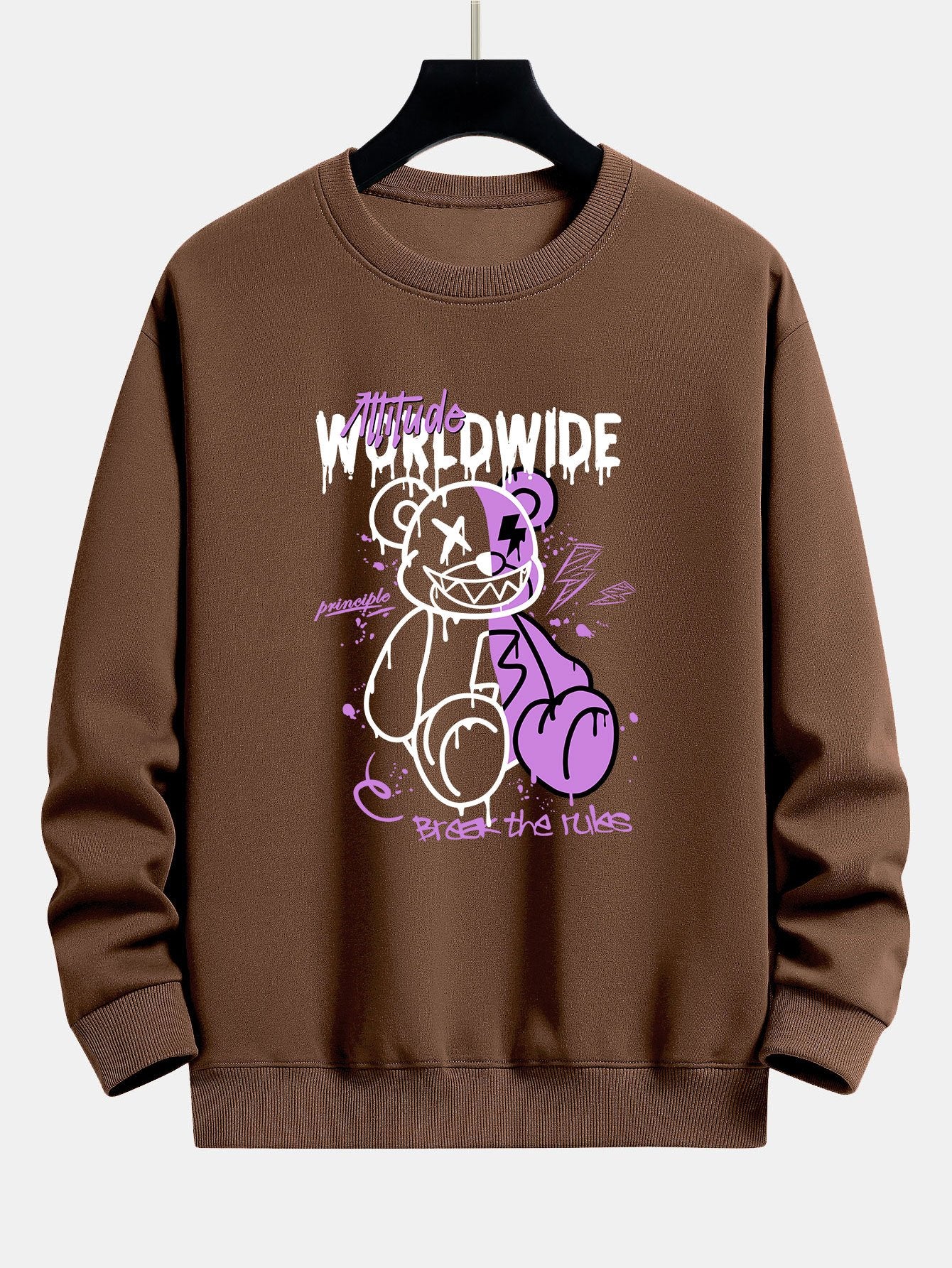 Graffiti Slogan Bären Druck Relaxed Fit Sweatshirt - Image 3