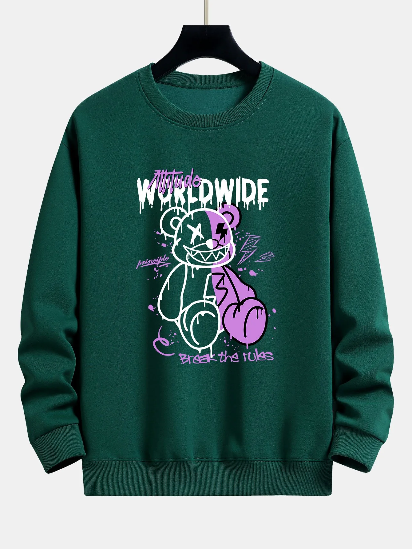 Graffiti Slogan Bären Druck Relaxed Fit Sweatshirt - Image 4