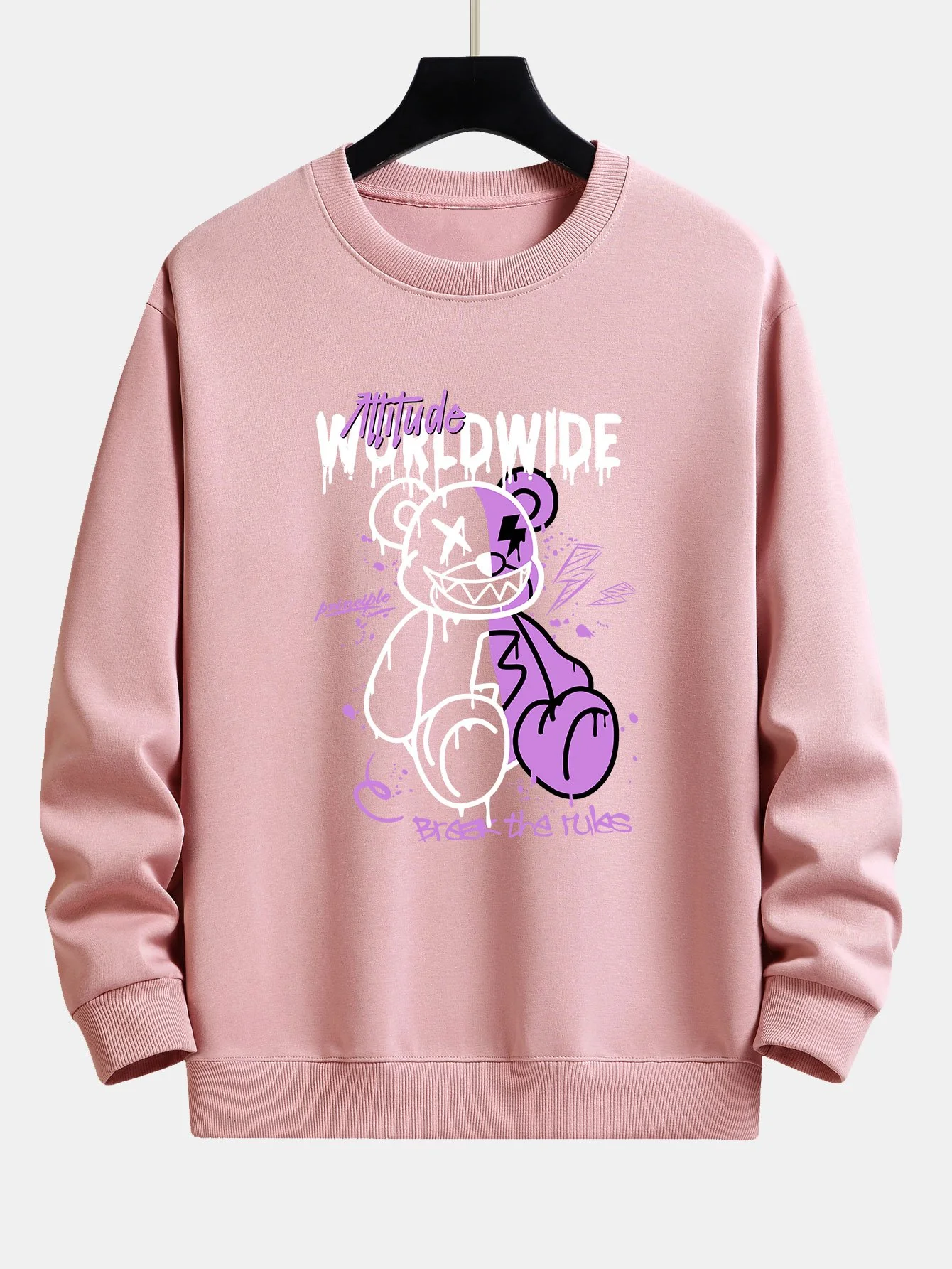 Graffiti Slogan Bären Druck Relaxed Fit Sweatshirt - Image 5