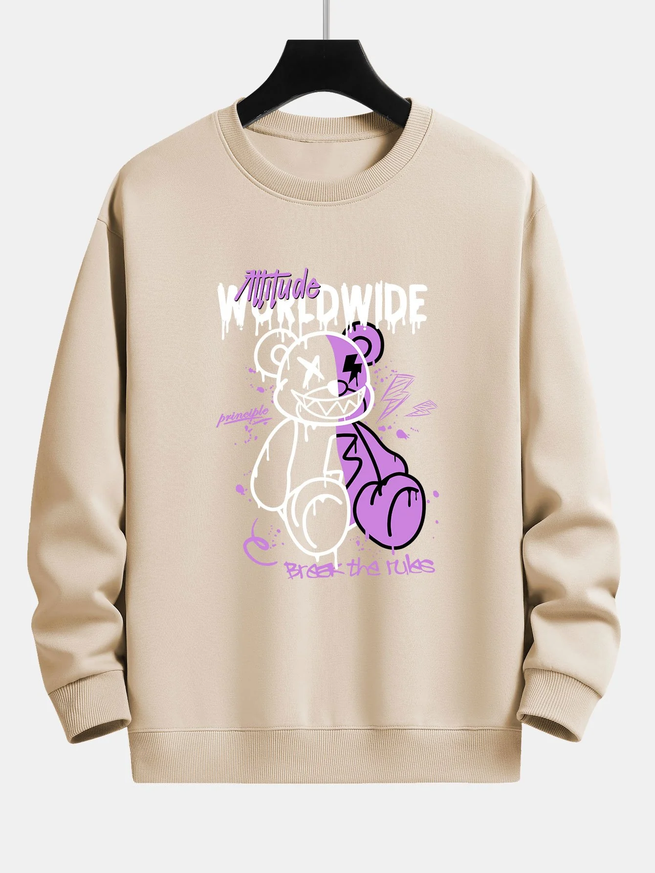 Graffiti Slogan Bären Druck Relaxed Fit Sweatshirt - Image 6