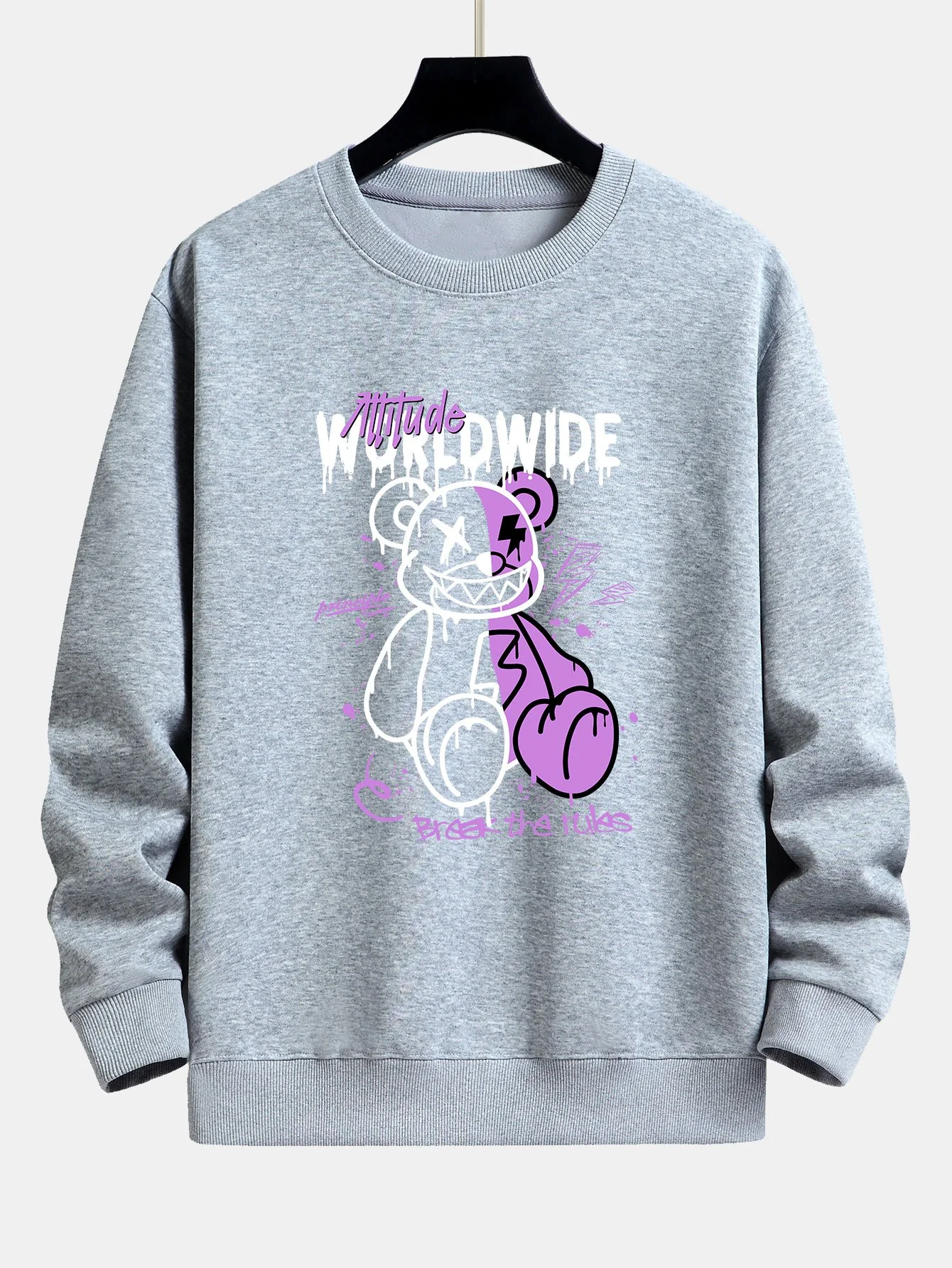 Graffiti Slogan Bären Druck Relaxed Fit Sweatshirt - Image 7