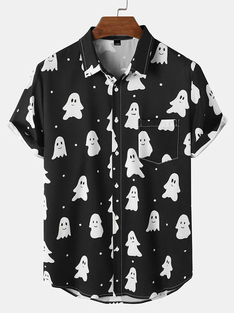 Halloween Süßer Geist Druck Knopf-up Hemd
