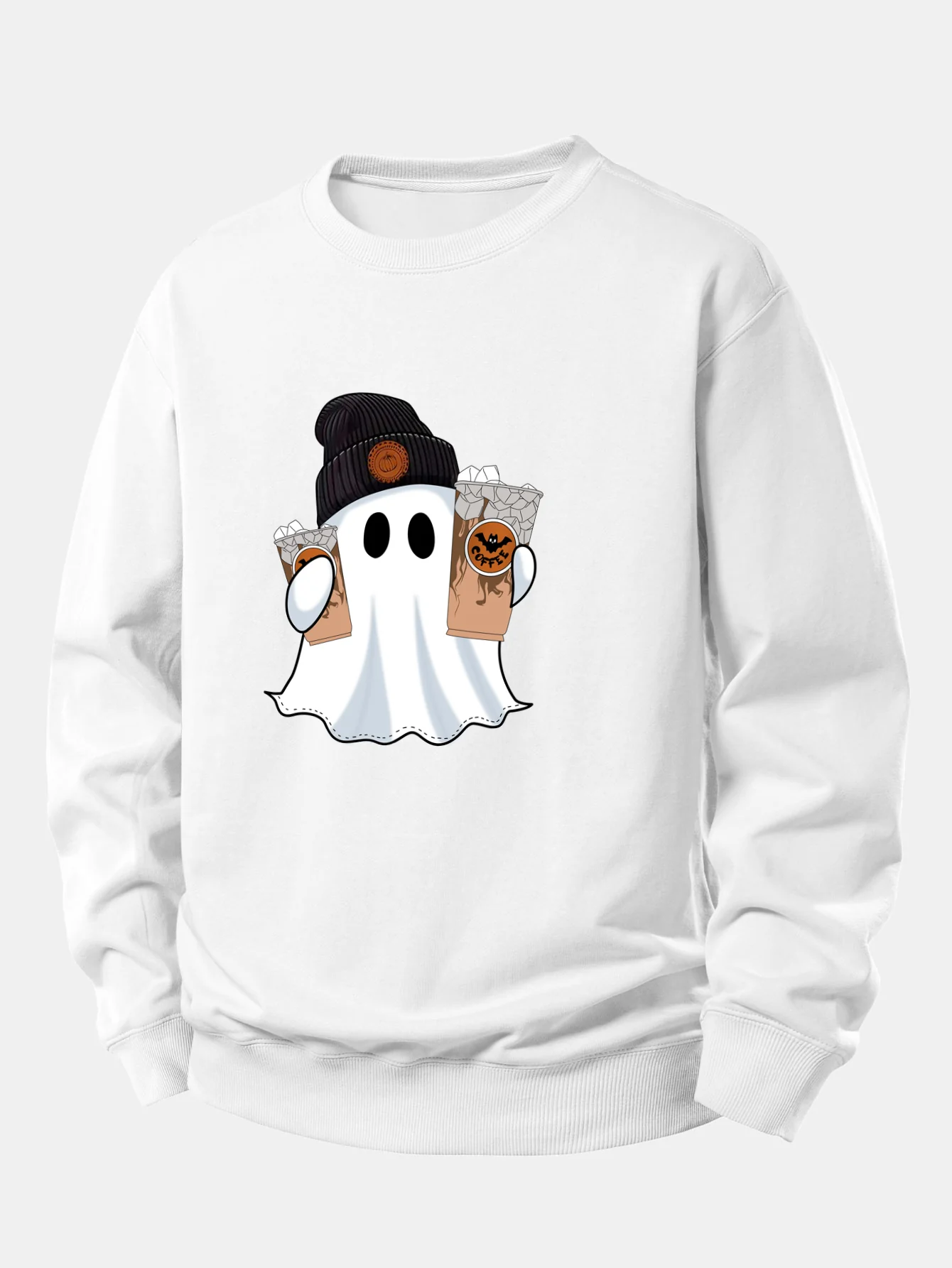 Halloween Geist Kaffee Druck Locker sitzendes Sweatshirt - Image 2