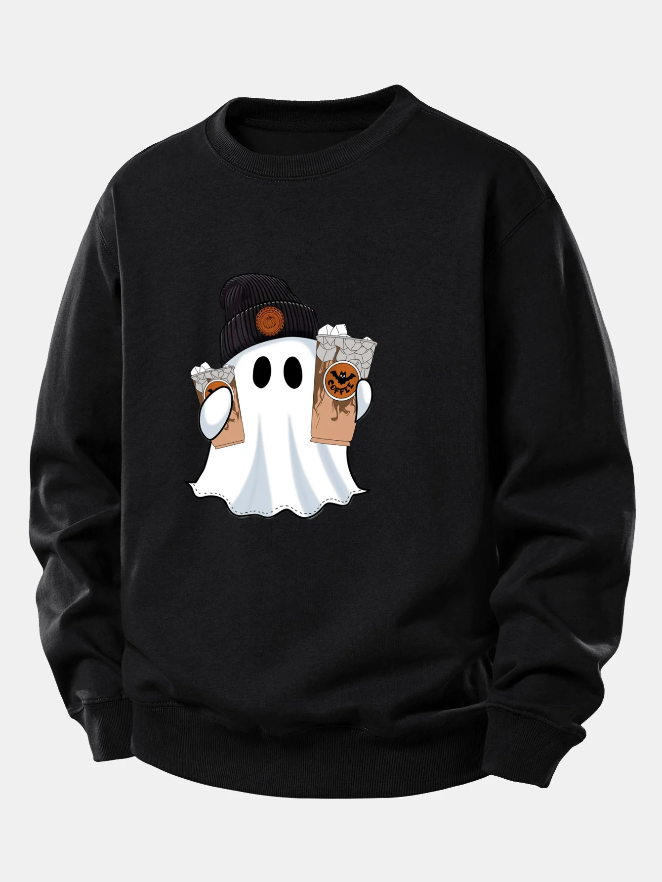 Halloween Geist Kaffee Druck Locker sitzendes Sweatshirt - Image 5