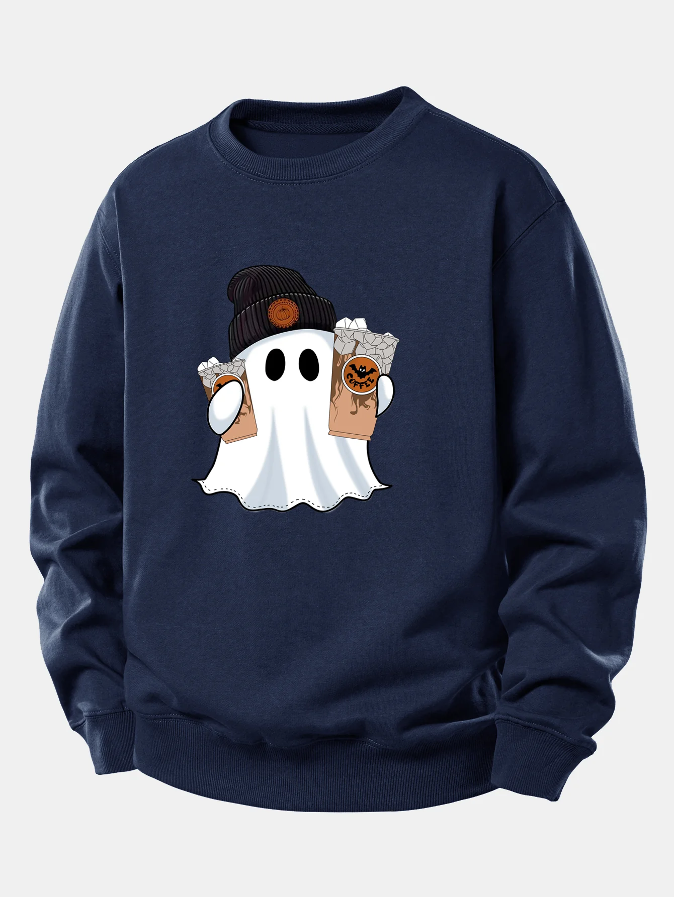 Halloween Geist Kaffee Druck Locker sitzendes Sweatshirt - Image 6