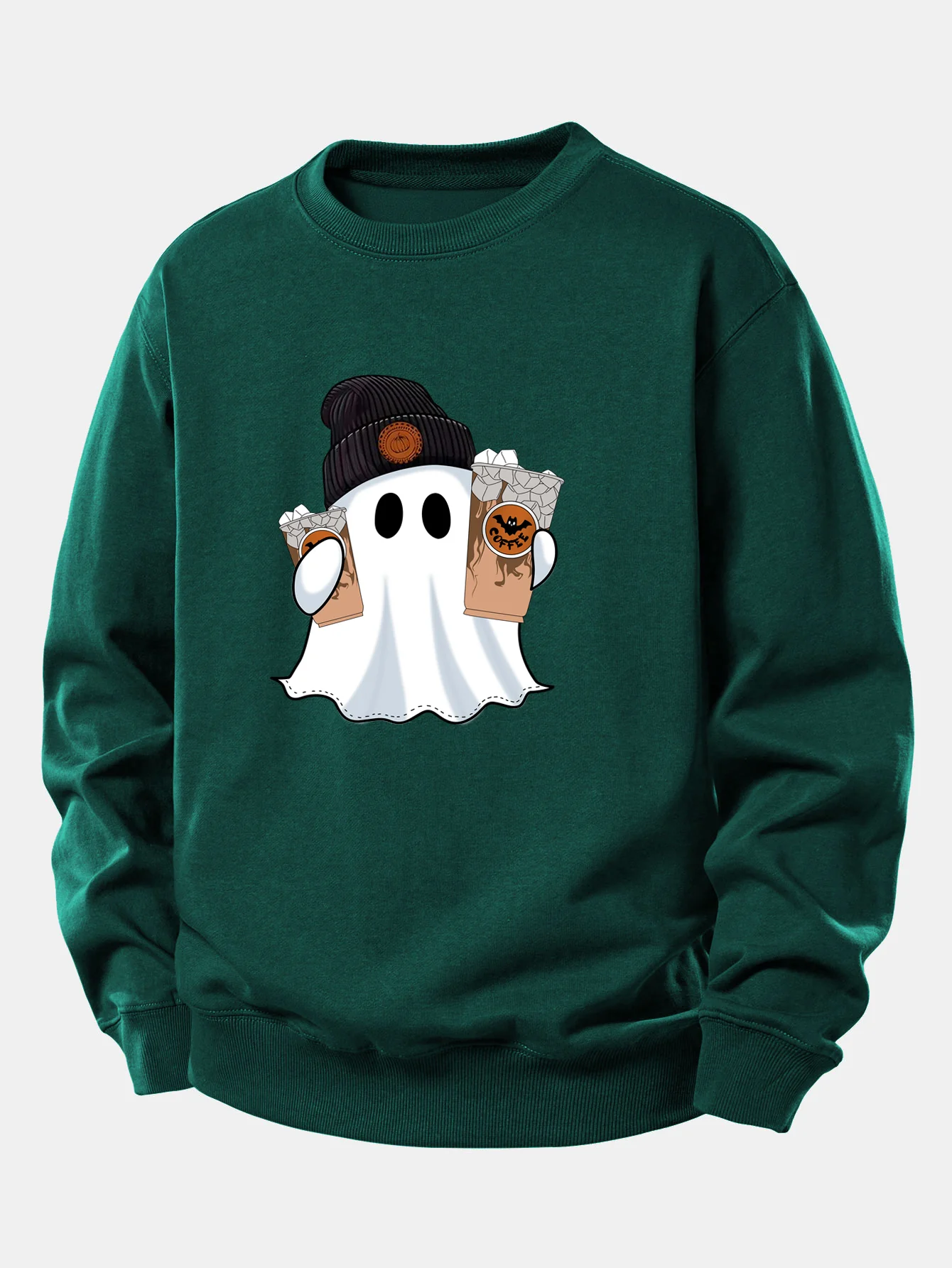 Halloween Geist Kaffee Druck Locker sitzendes Sweatshirt - Image 9