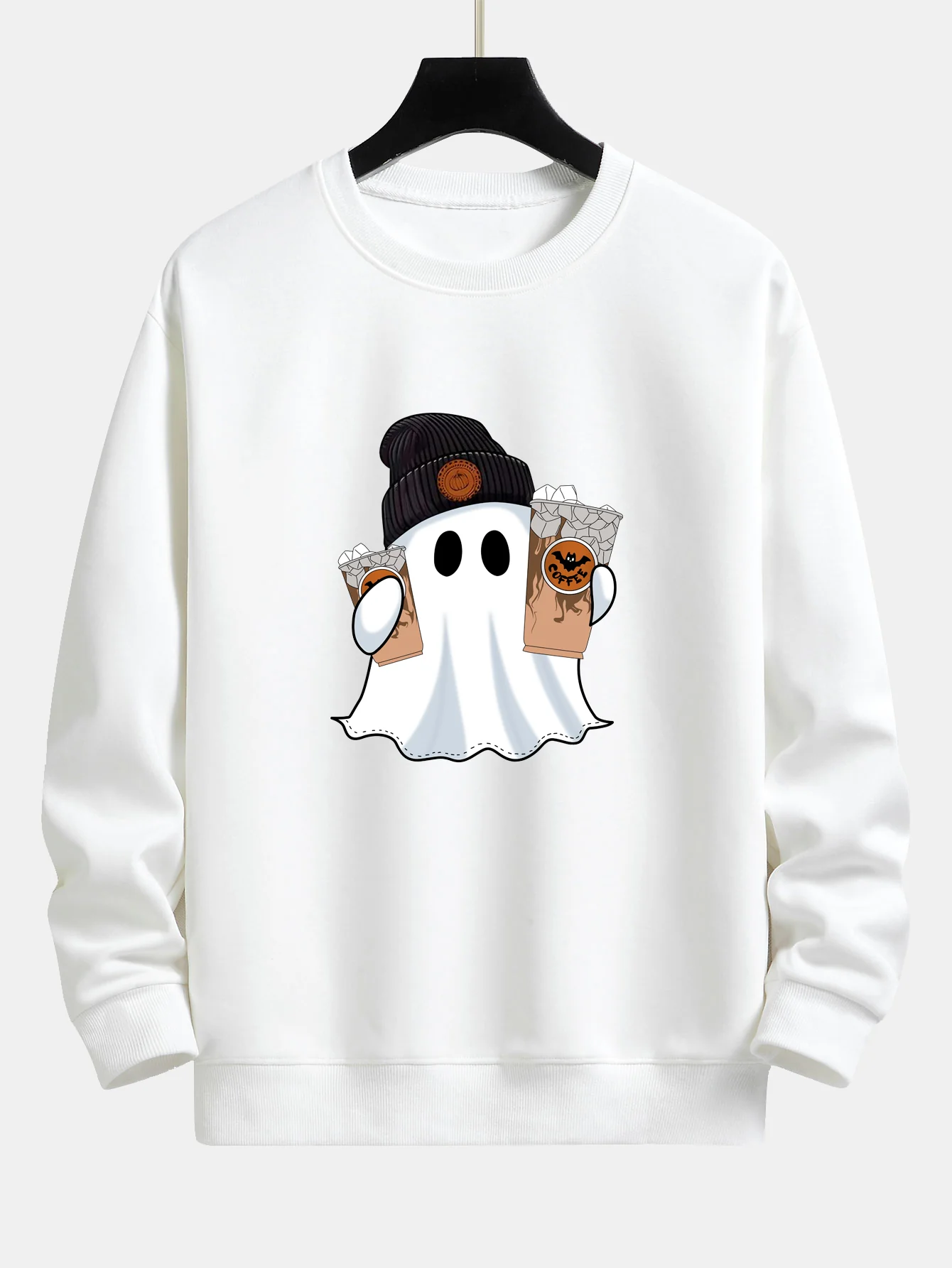 Halloween Geist Kaffee Druck Locker sitzendes Sweatshirt - Image 3