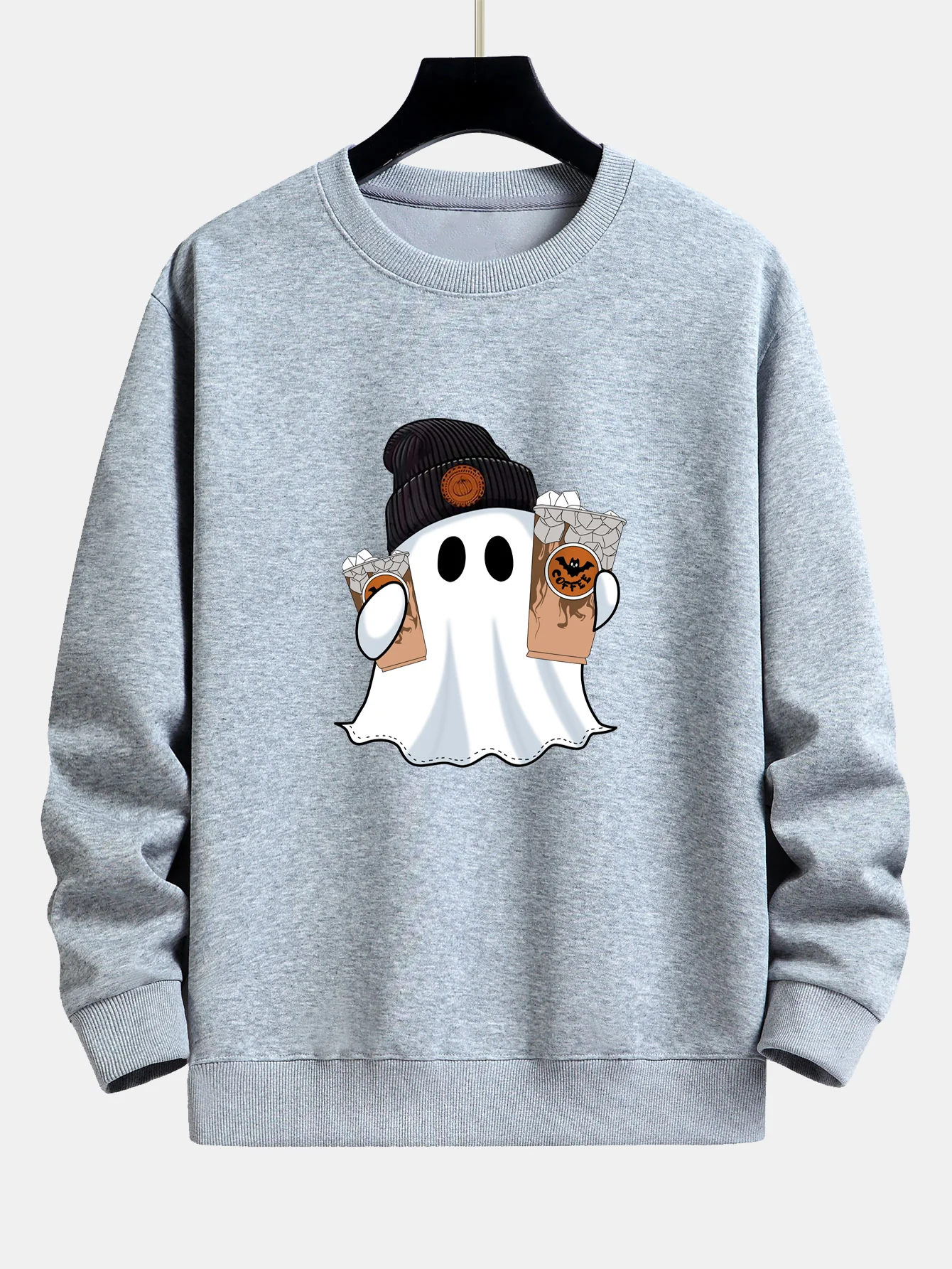 Halloween Geist Kaffee Druck Locker sitzendes Sweatshirt - Image 5