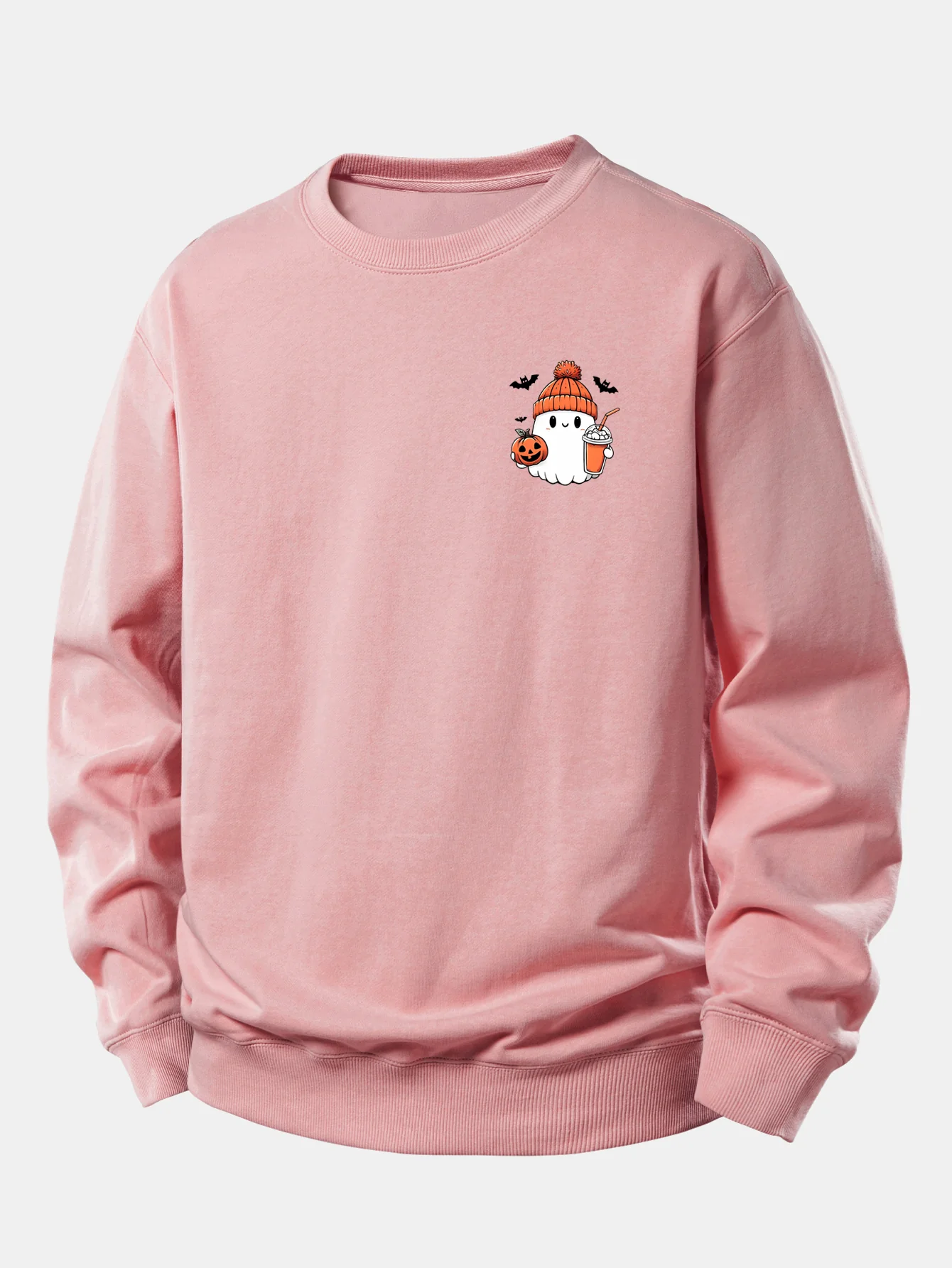 Halloween Geist Kürbis Druck Locker Sitzendes Sweatshirt - Image 2