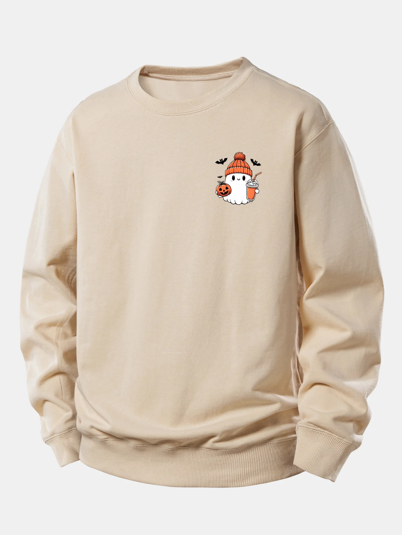 Halloween Geist Kürbis Druck Locker Sitzendes Sweatshirt - Image 3