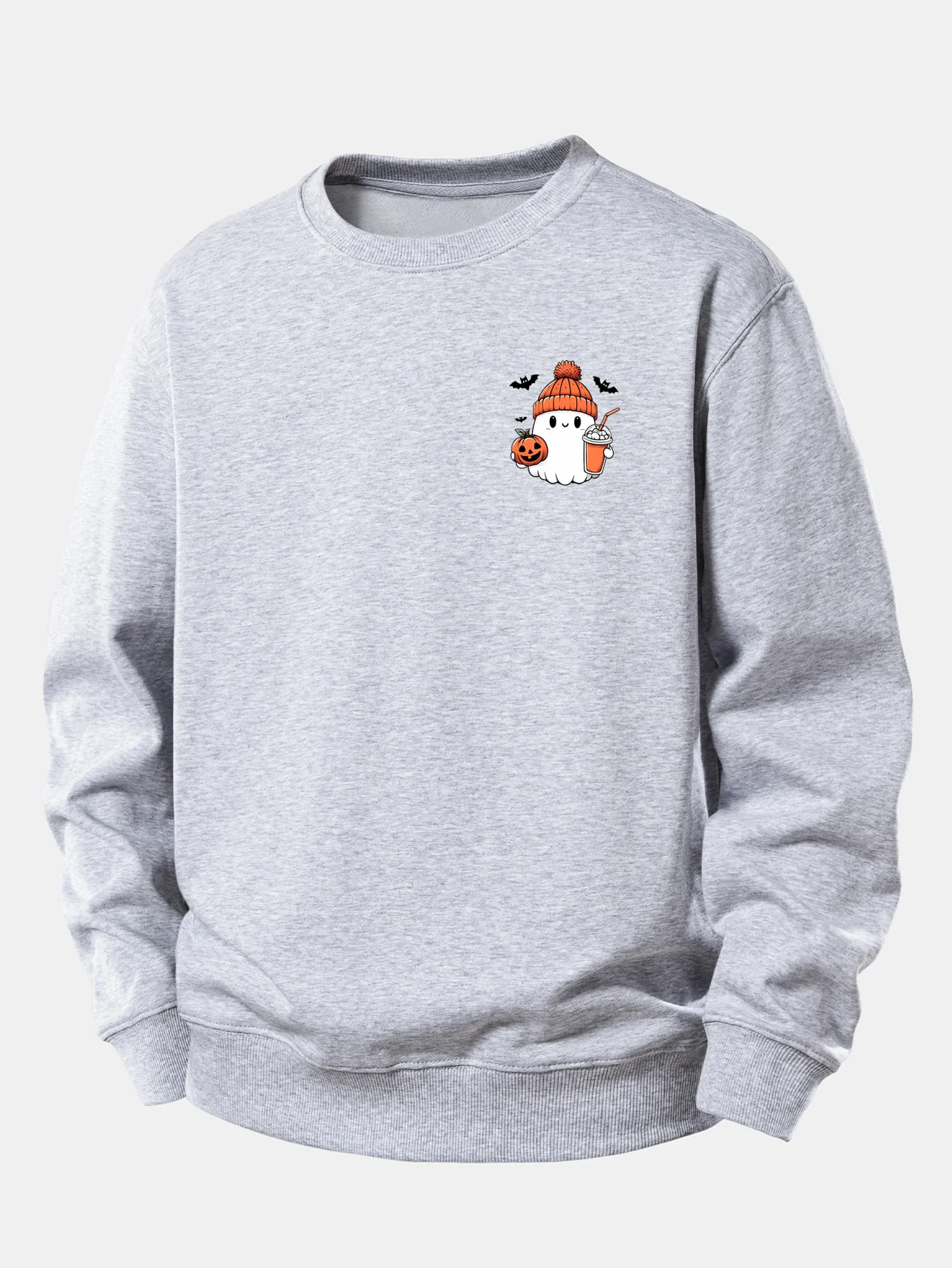 Halloween Geist Kürbis Druck Locker Sitzendes Sweatshirt - Image 4