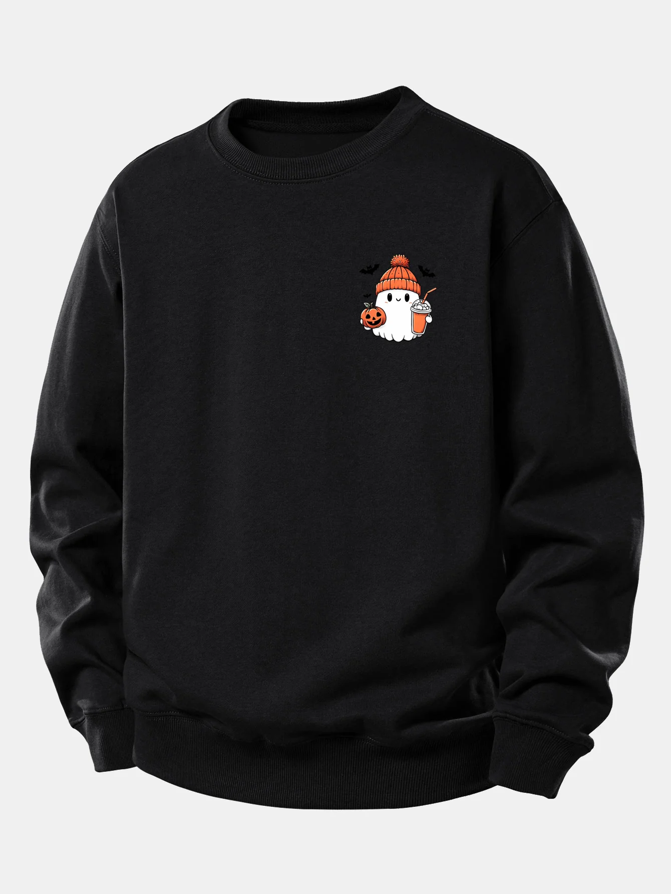 Halloween Geist Kürbis Druck Locker Sitzendes Sweatshirt - Image 5