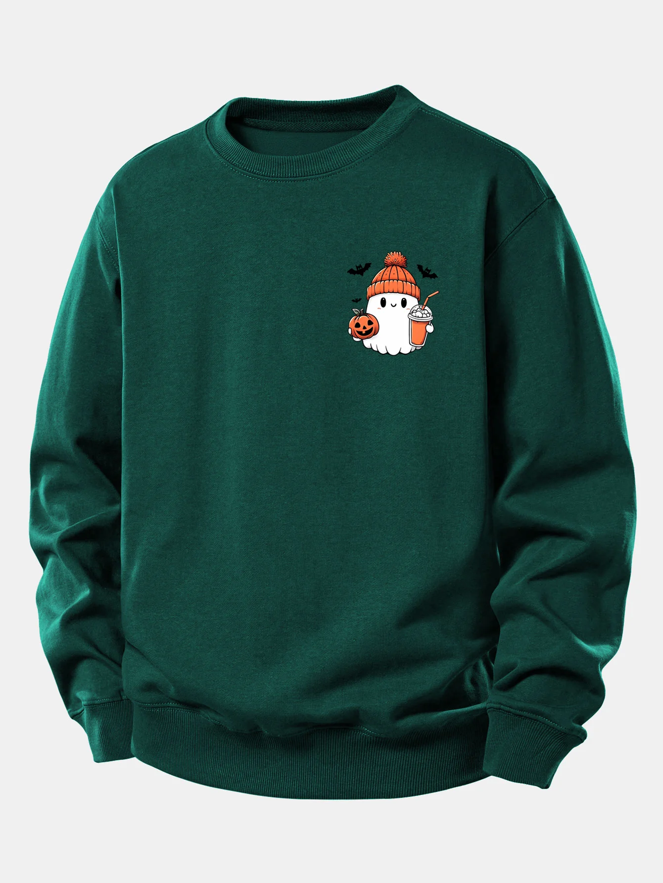 Halloween Geist Kürbis Druck Locker Sitzendes Sweatshirt - Image 9