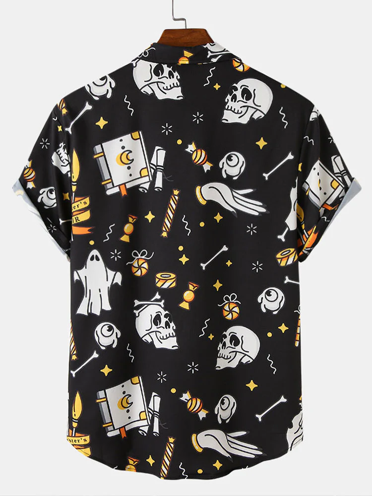 Halloween Gespenst Schädel Druck Shirt - Image 2