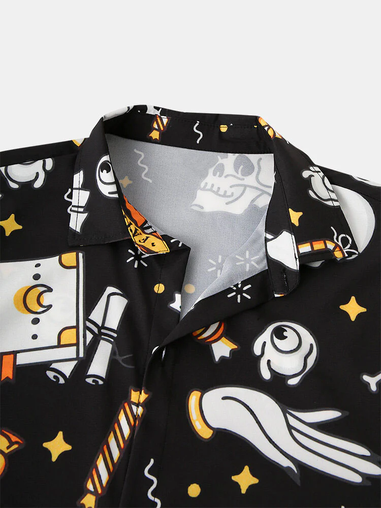 Halloween Gespenst Schädel Druck Shirt - Image 3