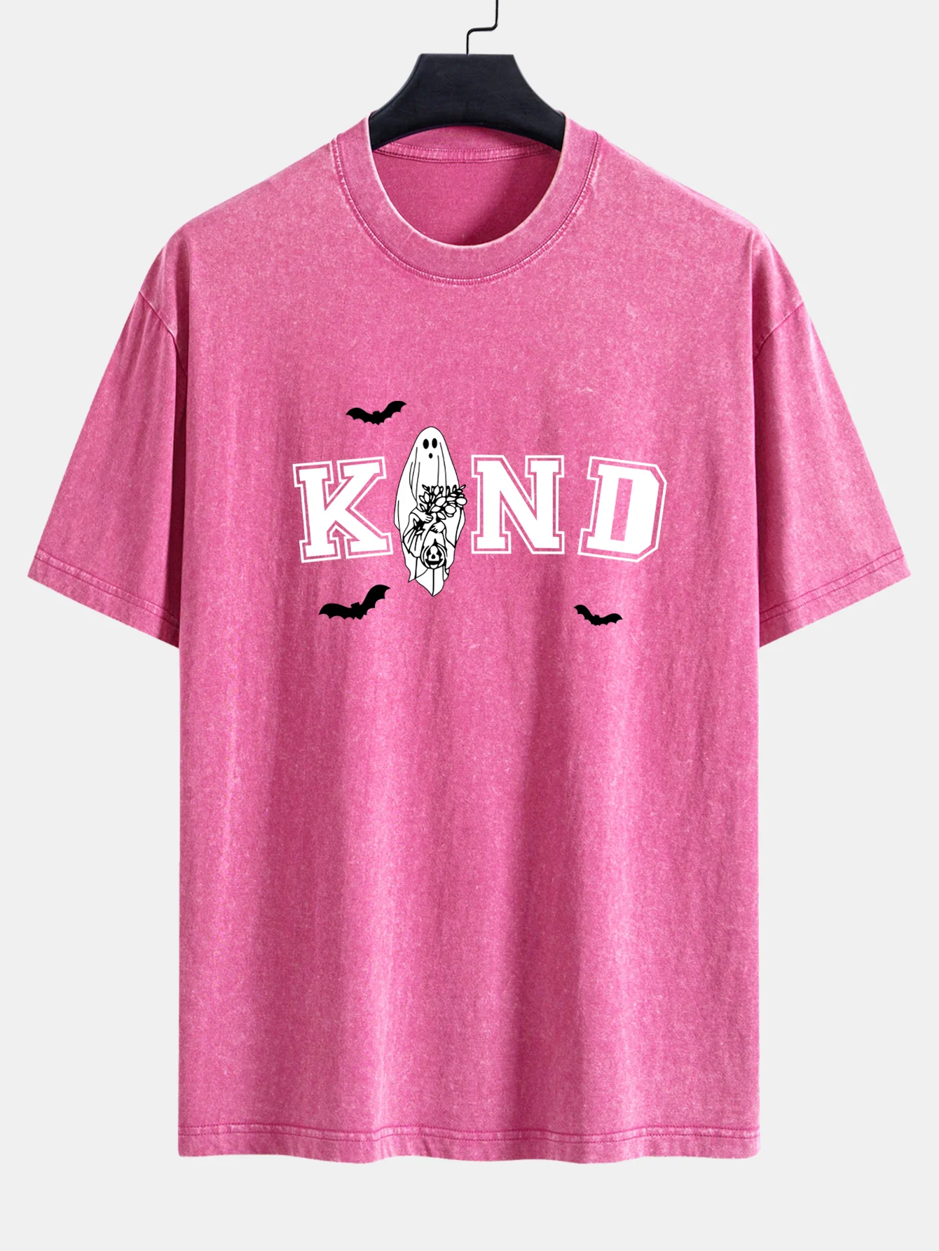 Halloween Kinder Geist Druck Gewaschen Verwaschen Fallende Schulter T-Shirt - Image 8