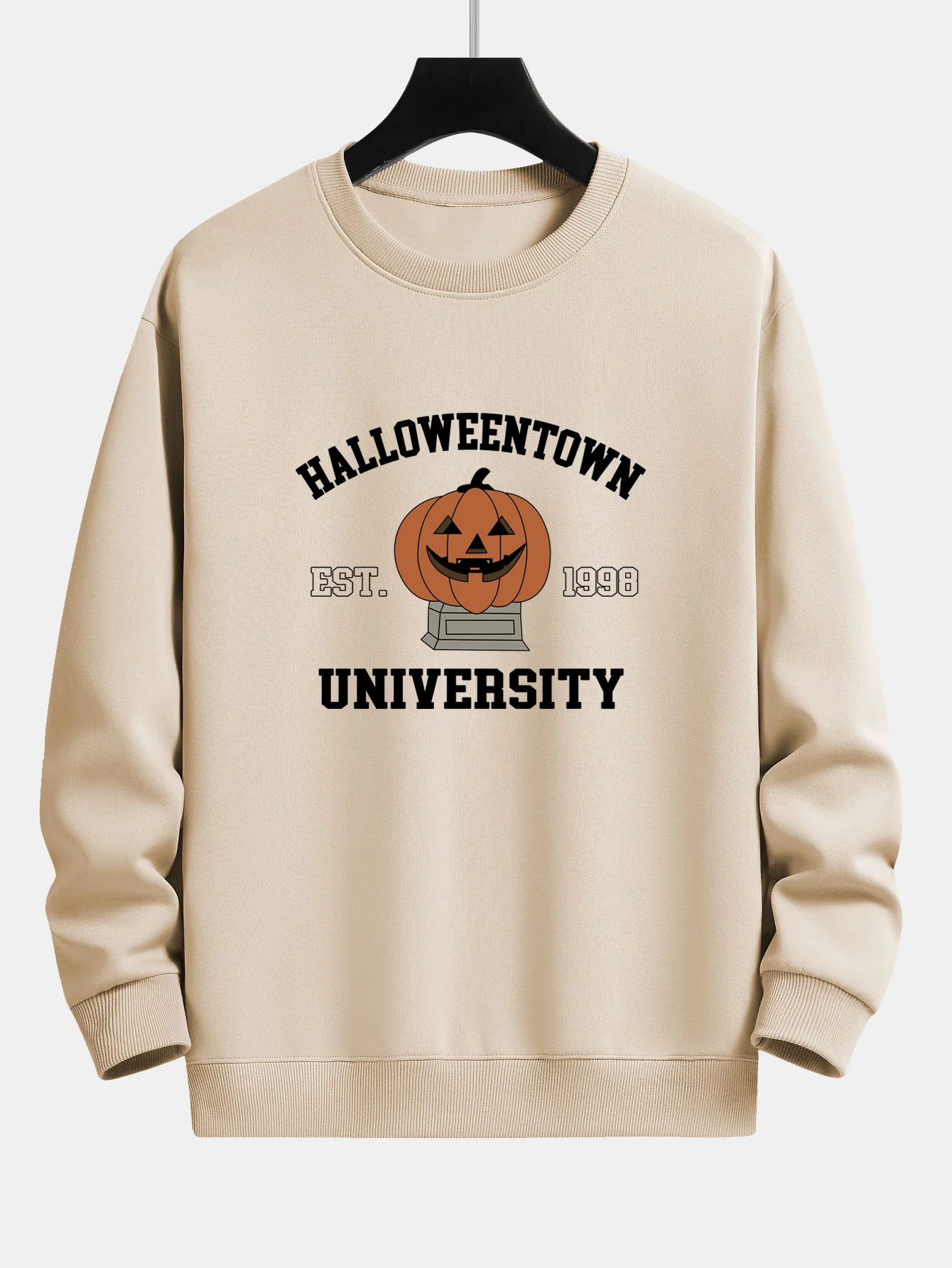 Halloween Kürbis Stadt Druck Locker Sitzendes Sweatshirt