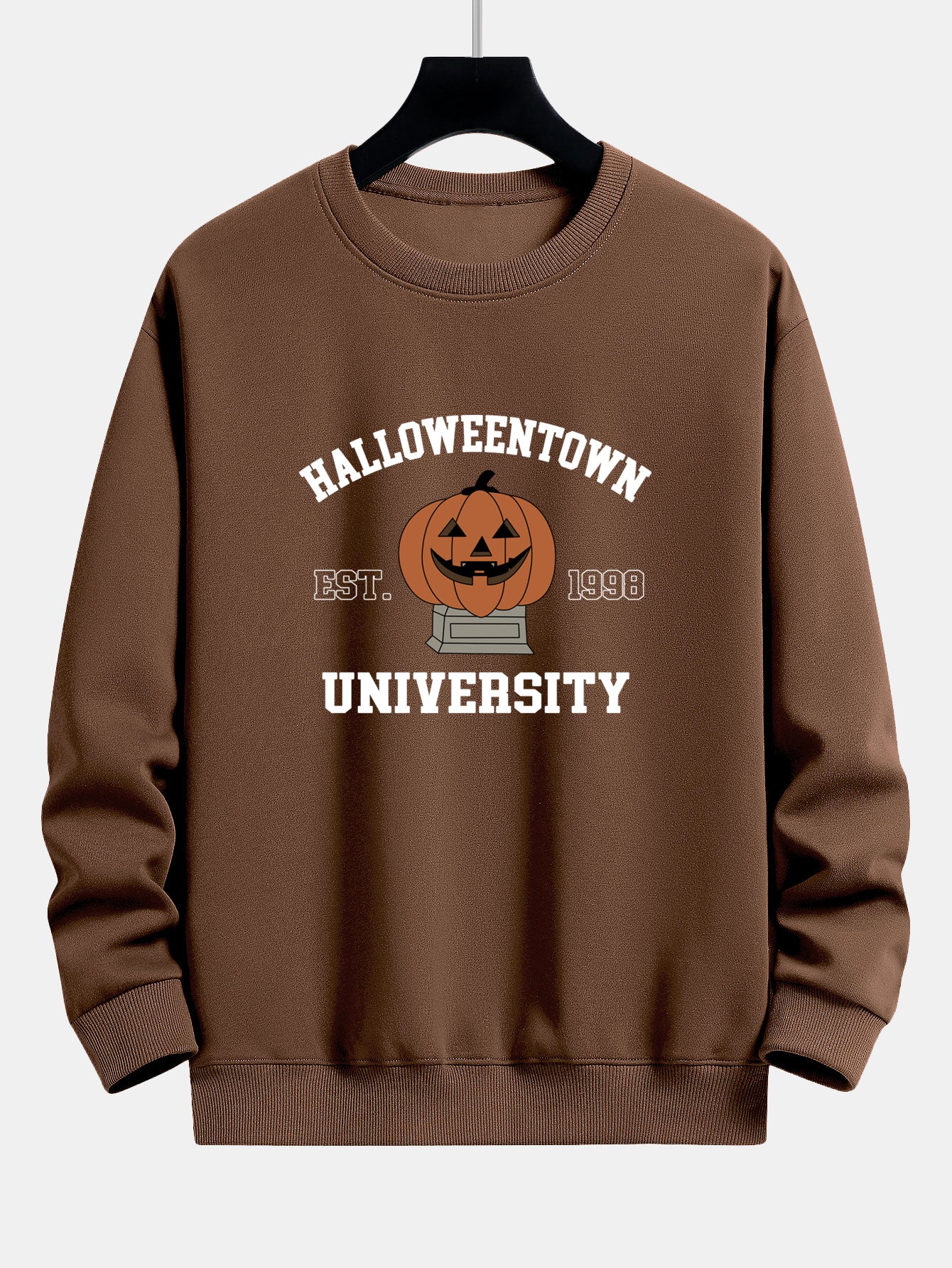 Halloween Kürbis Stadt Druck Locker Sitzendes Sweatshirt - Image 13